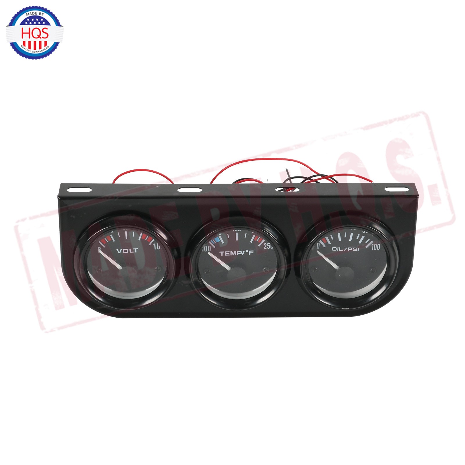 2″ 52mm Auto Car Triple Gauge Set Kit 3-in-1 Water Temp Oil Pressure Volt Meter