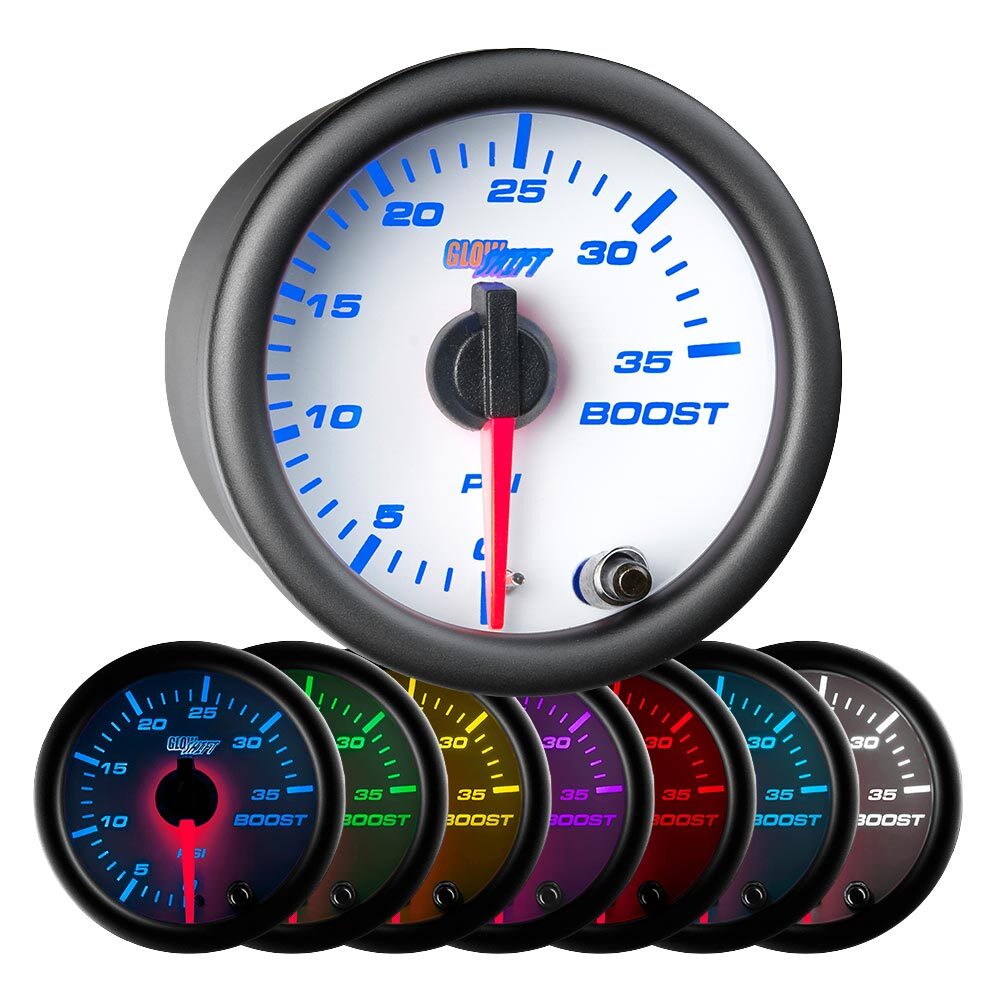 GlowShift 52mm 2 1/16″ 35 PSI Boost Turbo Gauge w. 7 Color Illumination