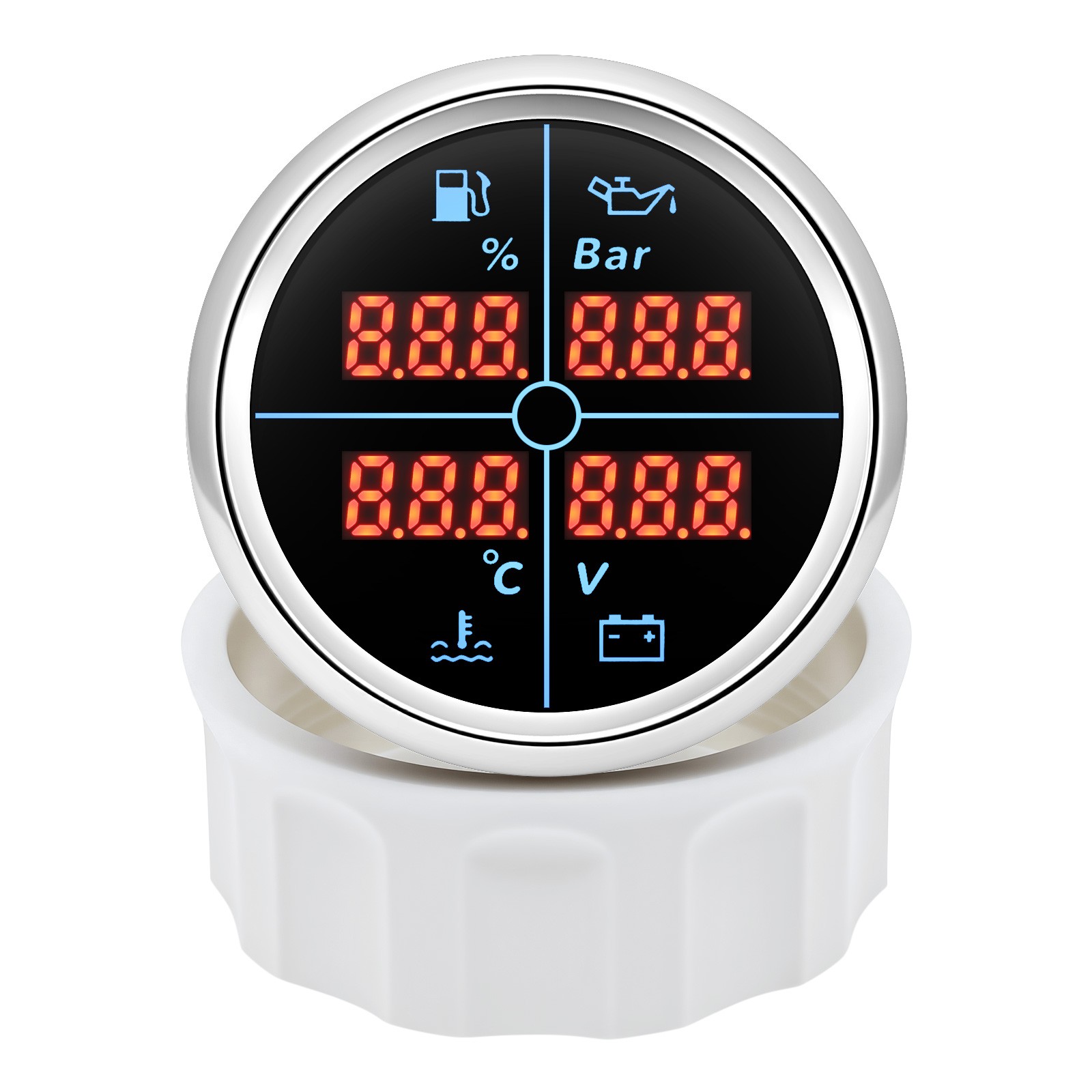 52MM 4 IN 1 Multifunction Gauge Fuel Level Oil Pressure Water Temp Volt Gauge