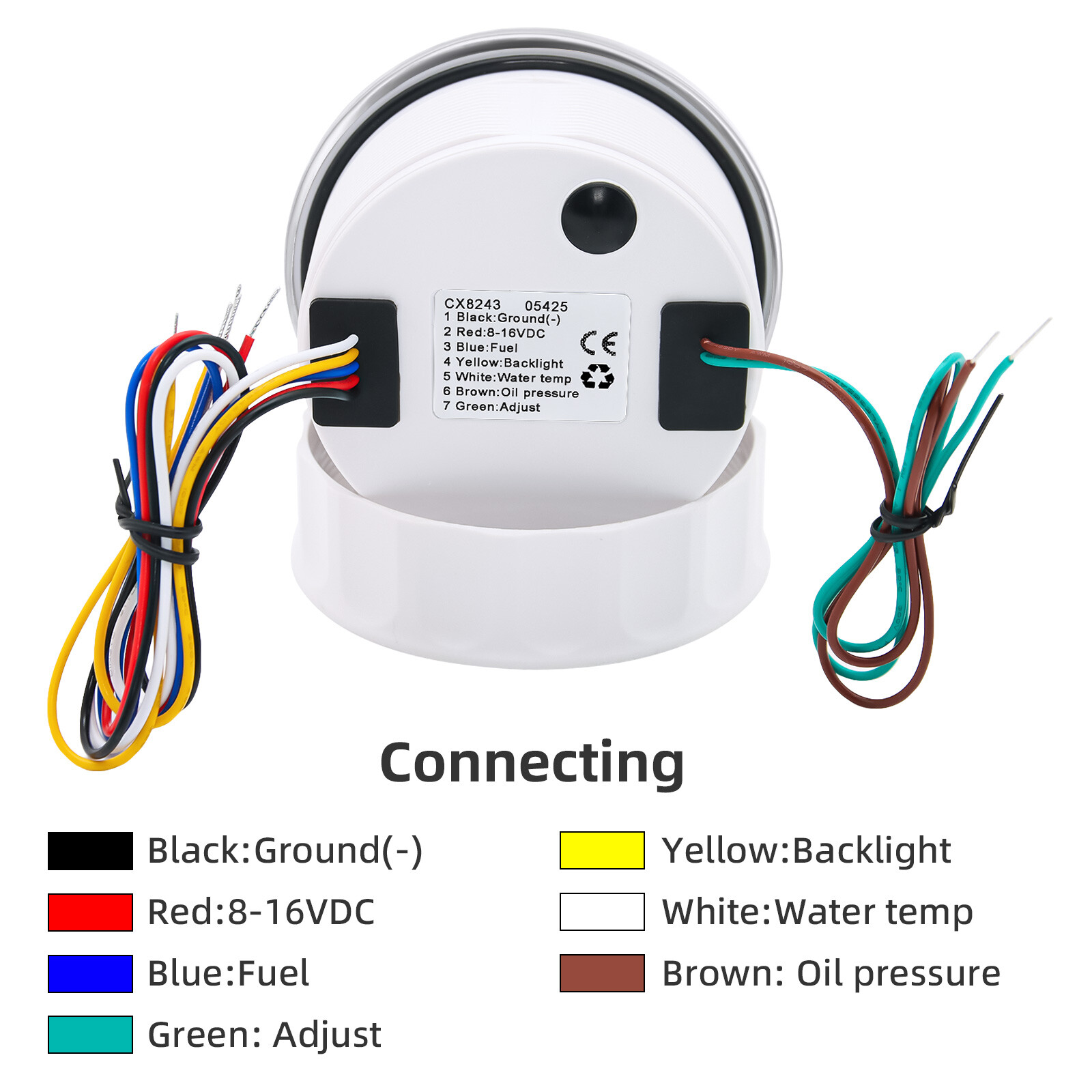 85mm 4 in1 Gauge Car Fuel Level Gauge Water Temp Oil Pressure Voltmeter W/Sensor