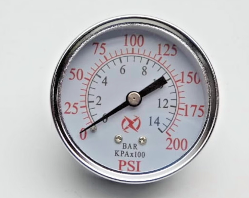 Air Compressor Pressure Hydraulic Gauges 2″ Face Back Mount 1/4″ NPT 0-200 PSI