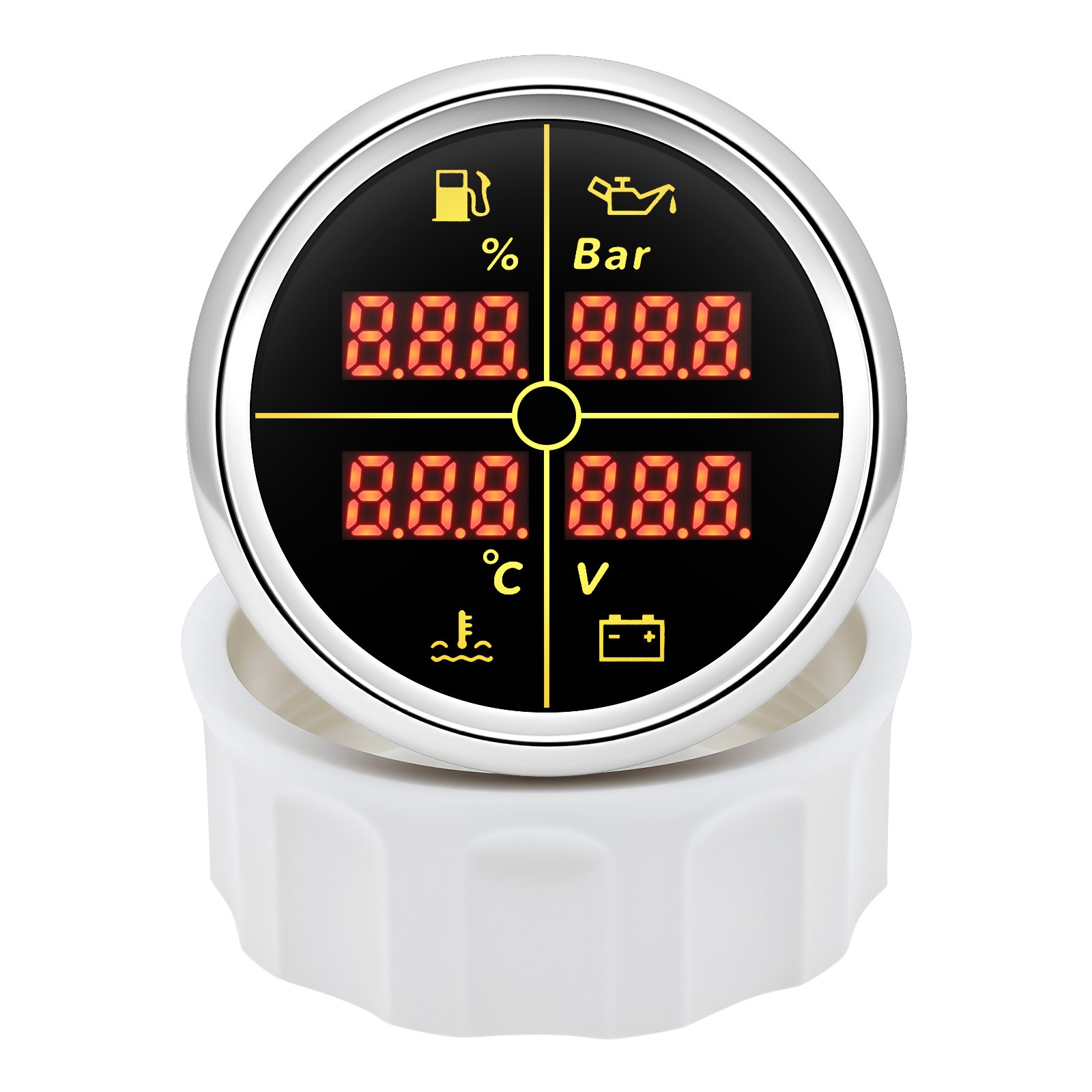 52MM 4 IN 1 Multifunction Gauge Fuel Level Oil Pressure Water Temp Volt Gauge