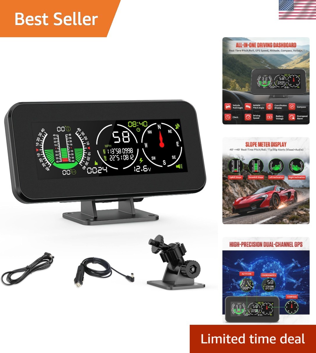 Multifunctional Vehicle Clinometer with GPS for Accurate Off-Road Monitoring