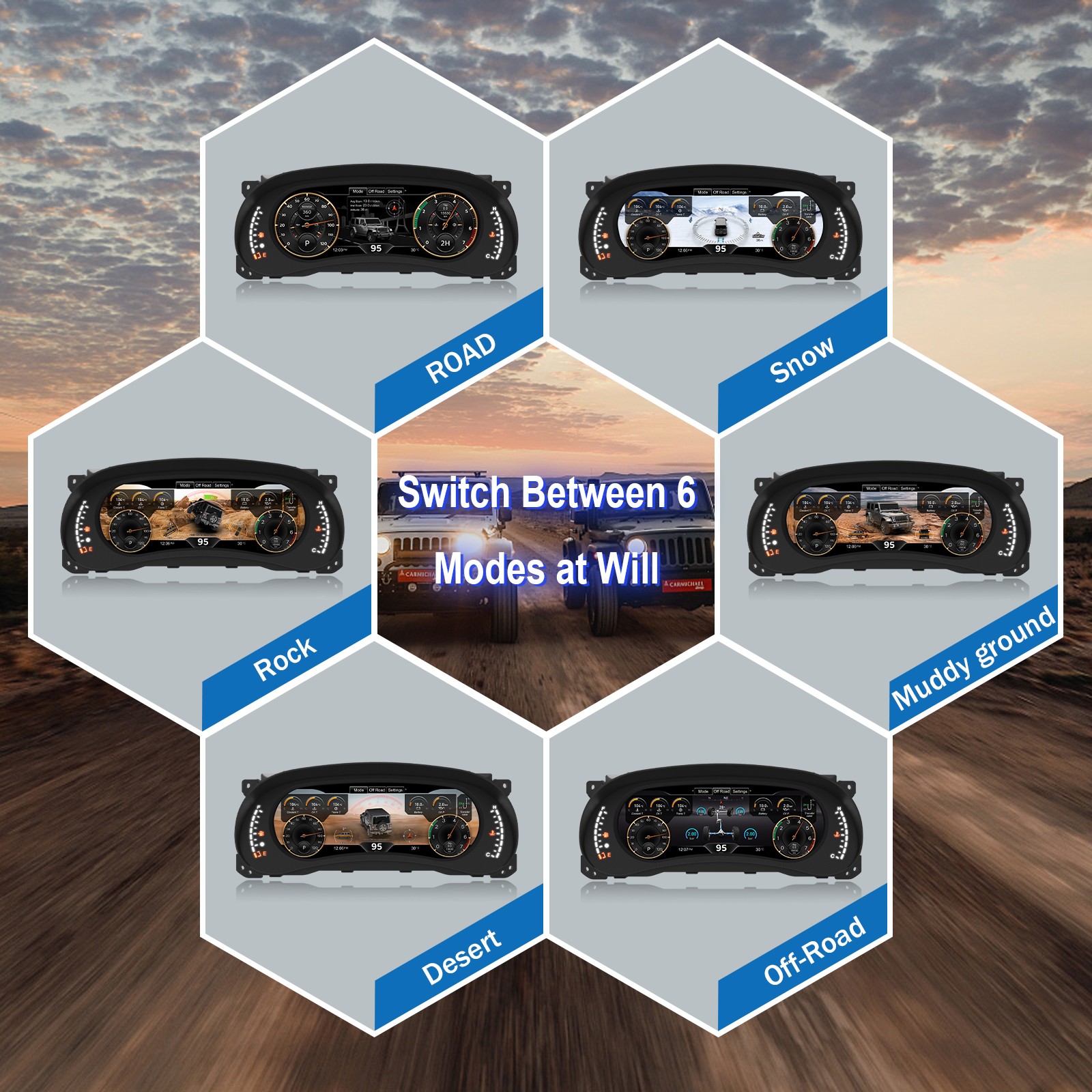 12.3inch For 2011 2012 2013 2014 2015 2016 2017 Jeep Wrangler Digital Dashboard