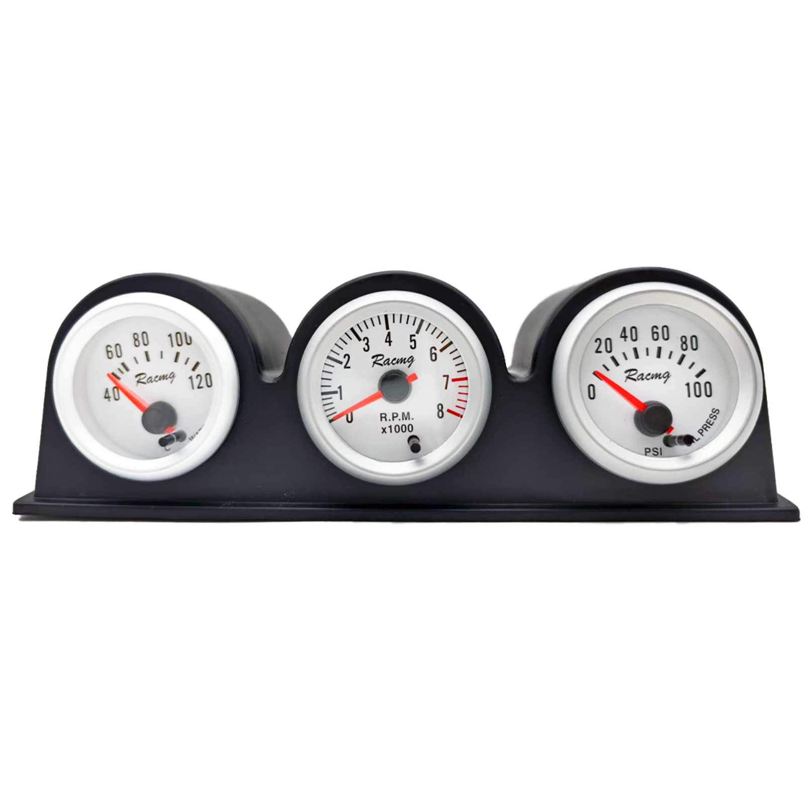 2″ 52mm Car Triple Gauge Kit 7Color 3in1 Tachometer RPM Water Temp Oil Press 12V