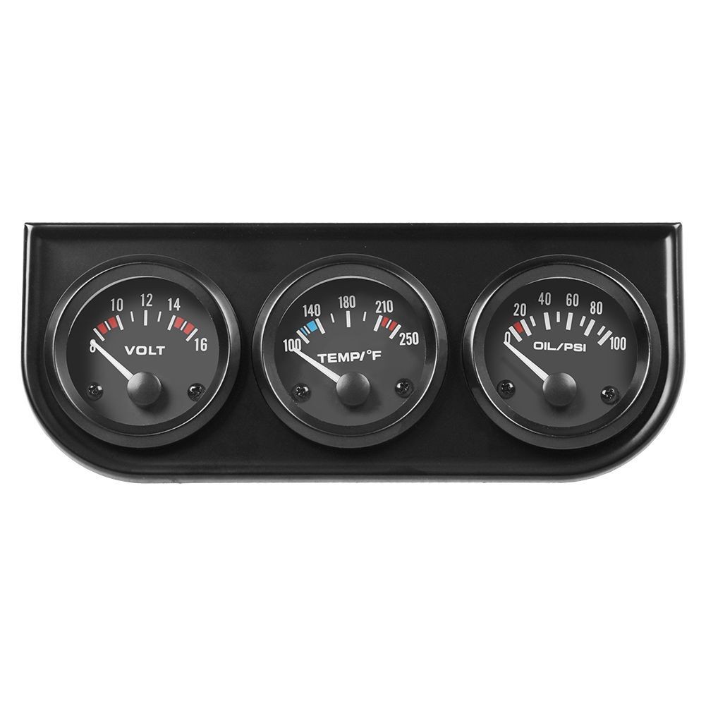 2″ 52mm 3-in-1 Auto Car Triple Gauge Set Kit Water Temp Oil Pressure Volt Meter
