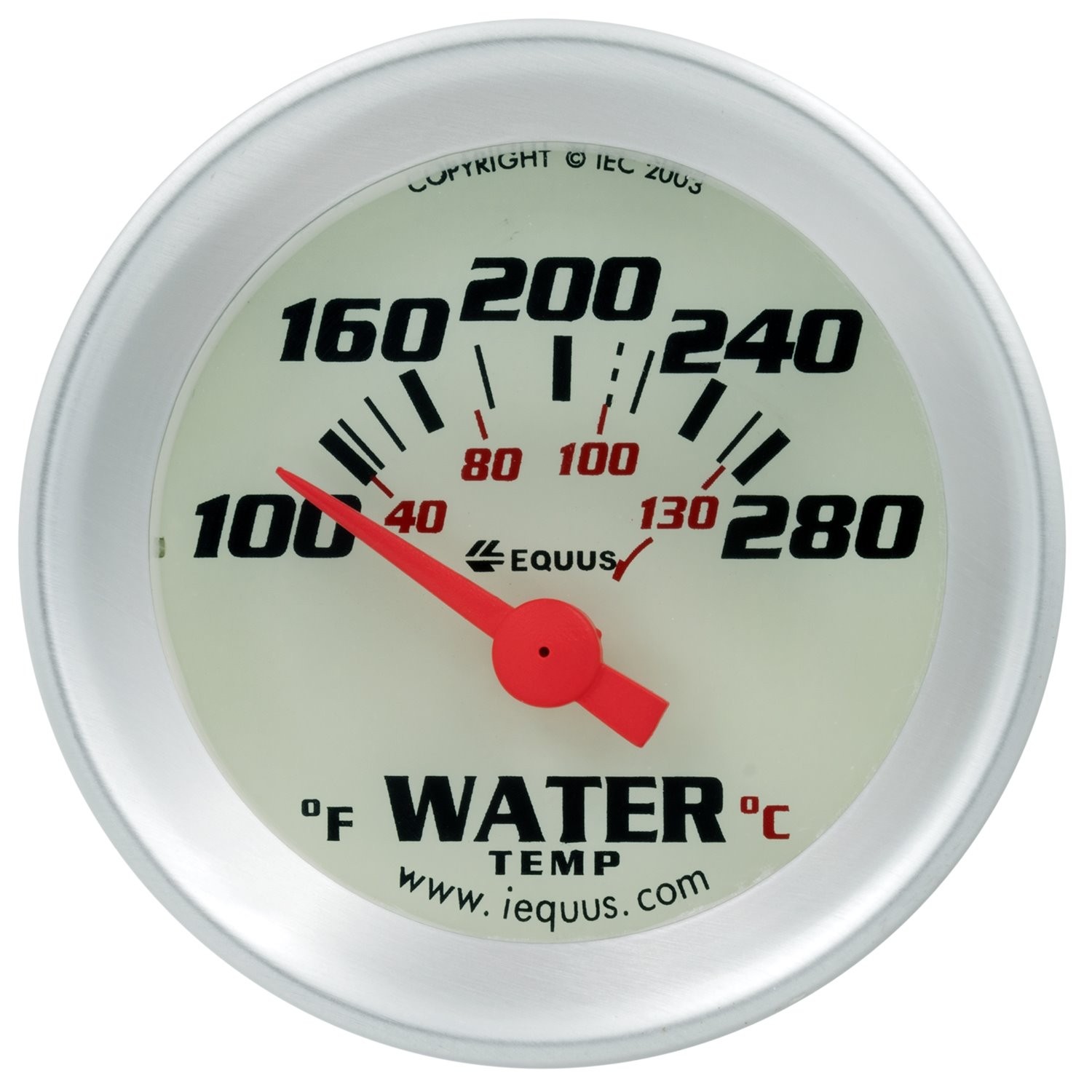 Equus E8162 Water Temp Gauge [1.5 in., 100-280 F, 90 Degree Sweep, Electric,