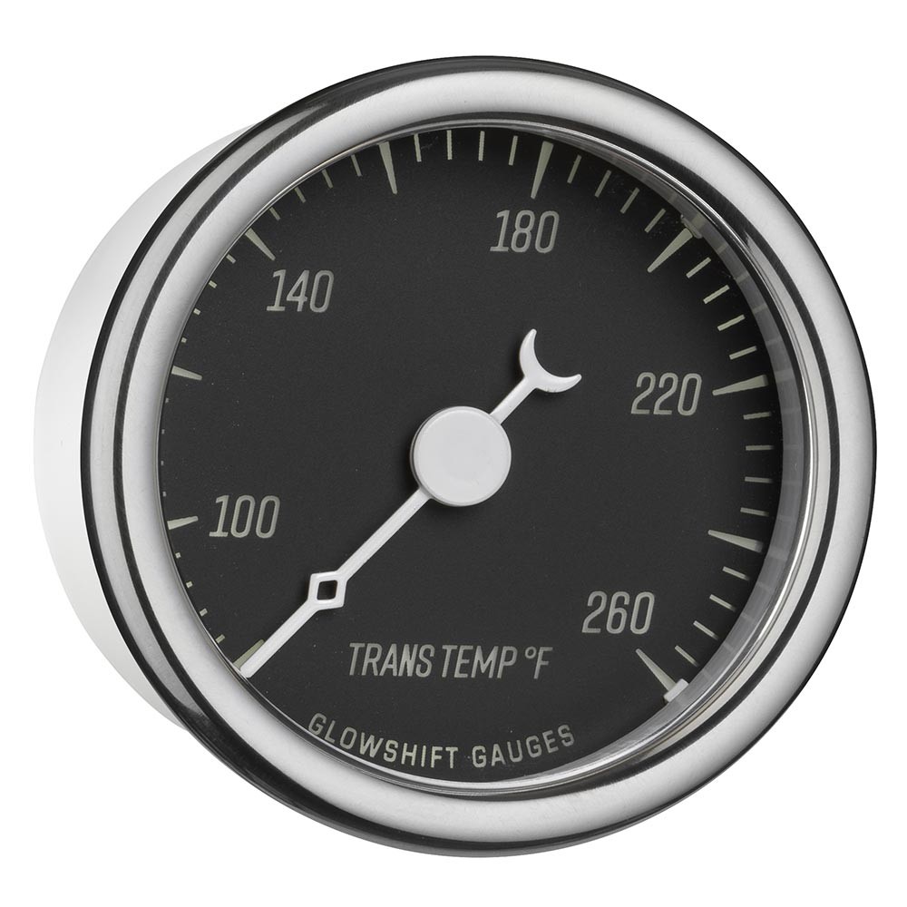 GlowShift Classic Black Transmission Temperature Vintage Gauge Kit w Sensor