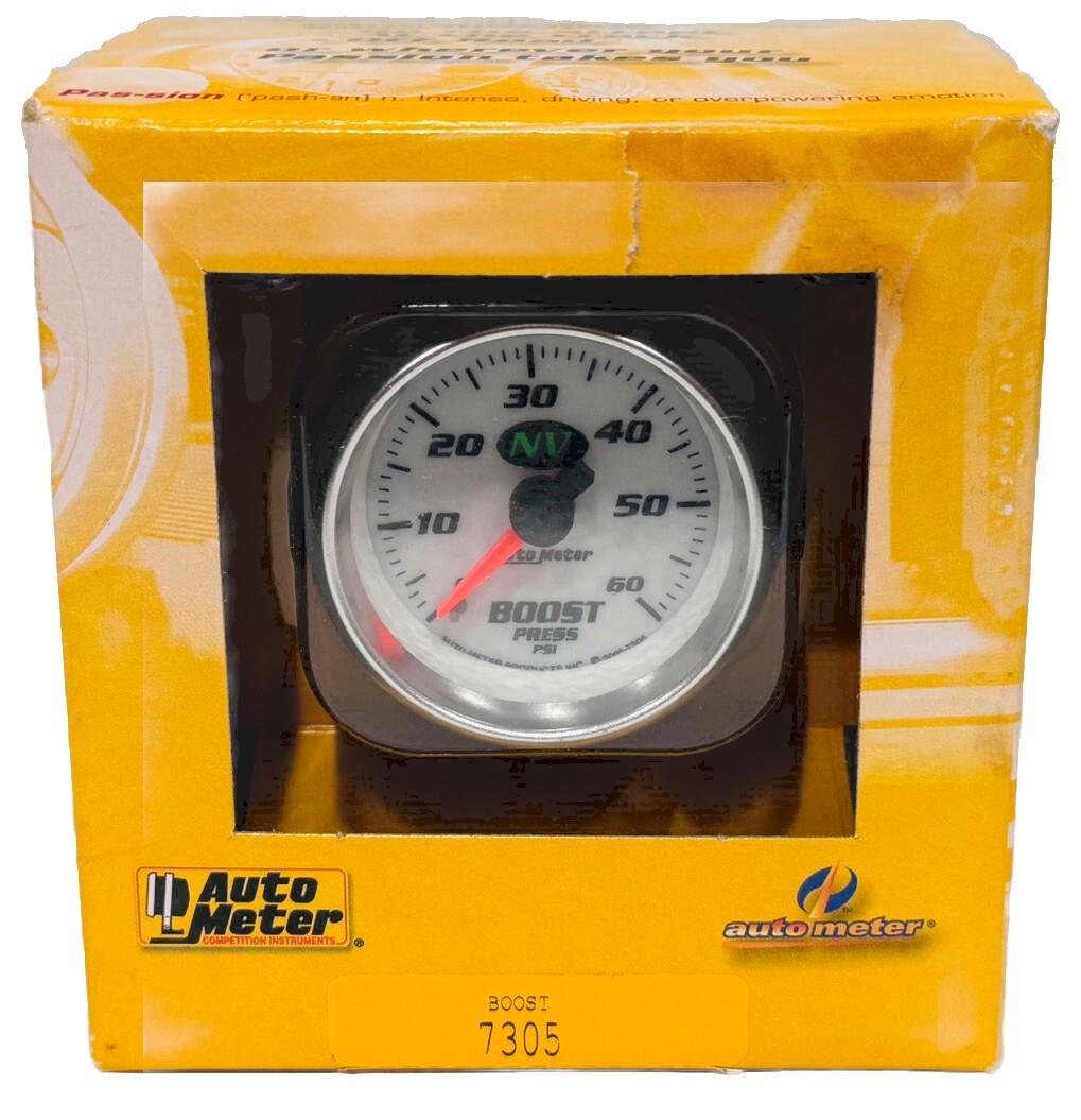 Auto Meter 2-1/16″ NV Series Mechanical Boost Gauge 0-60PSI