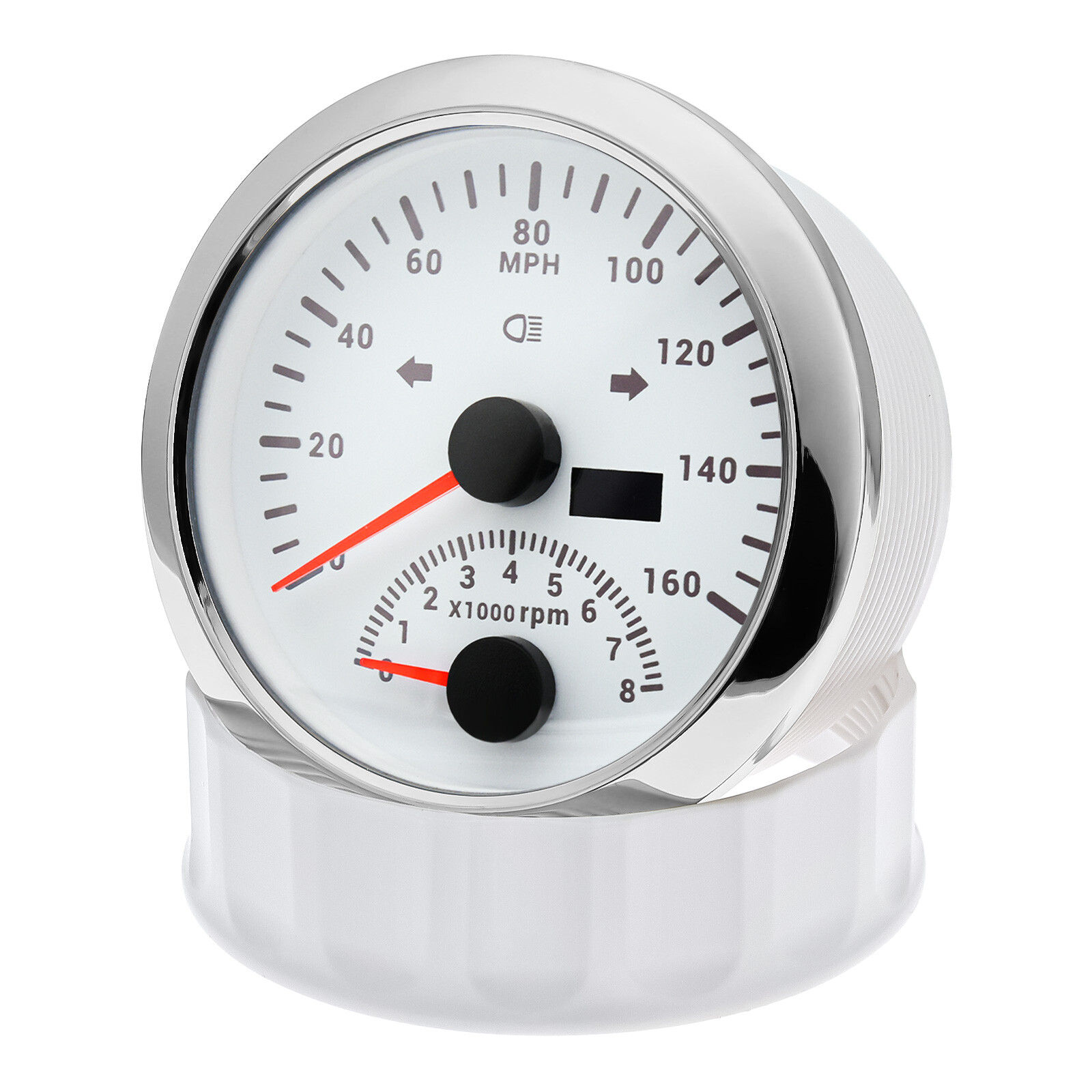 85mm White GPS Speedometer 0-160MPH with Tacho 8000RPM 4 IN 1 Gauge with Sensor