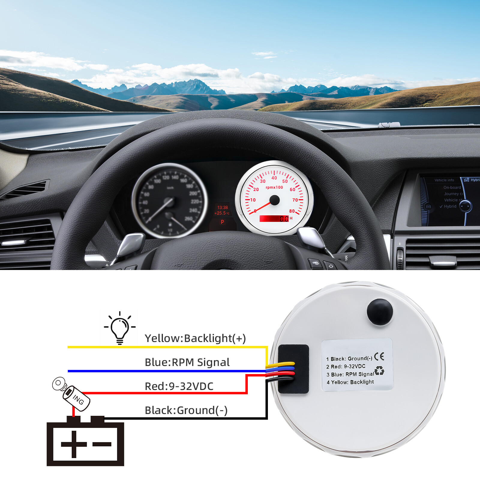 8 Gauge Set with Senders GPS Speedometer 0-120MPH Tacho/Fuel/Volt/Oil/Temp/Trim/