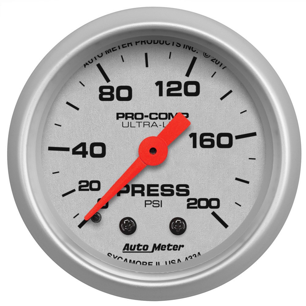 AutoMeter 4334 Ultra-Lite Analog Pressure guage 0-200 PSI