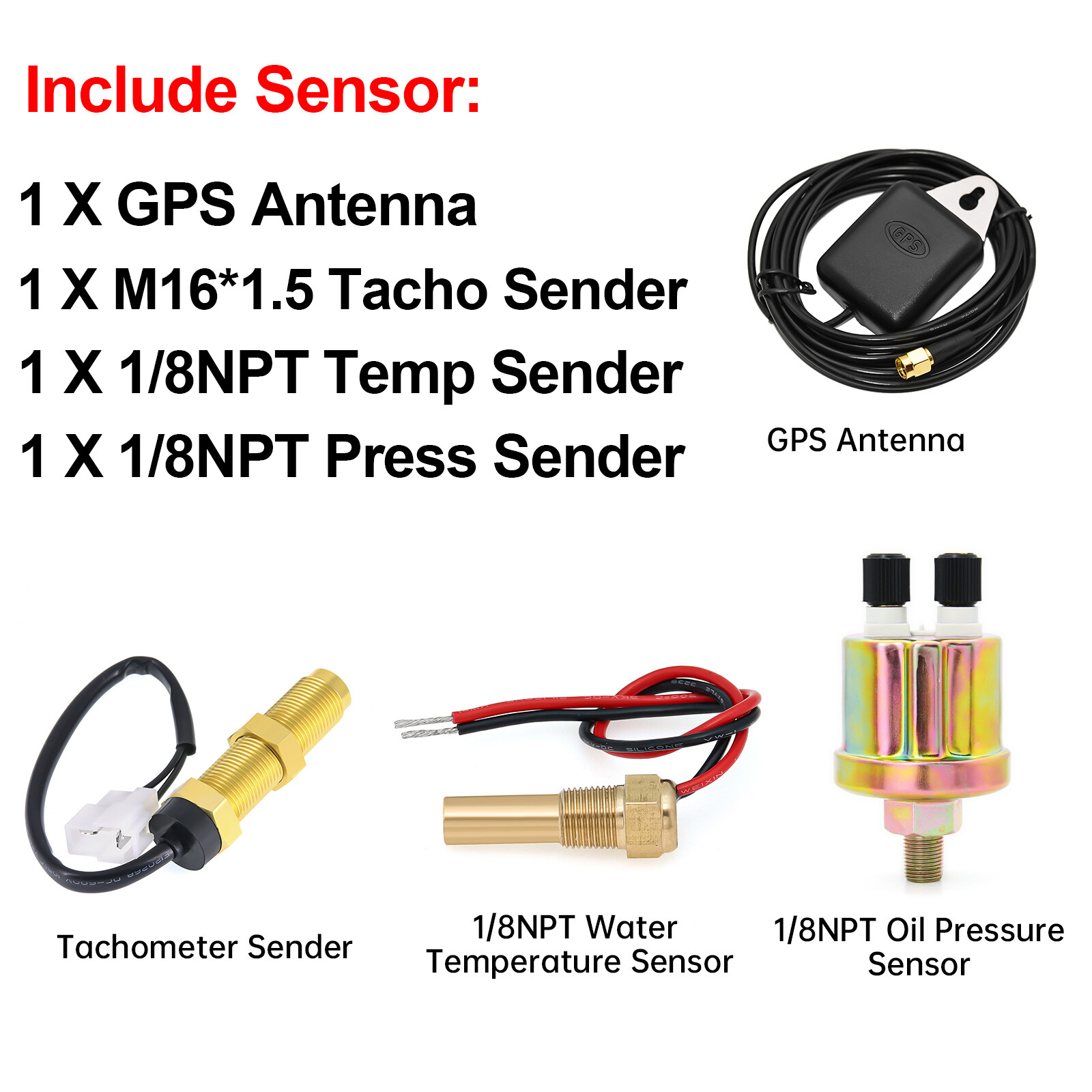 85mm GPS Speedometer 0-200MPH with Tachometer 0-8000RPM 4 in 1 Gauge with Sensor