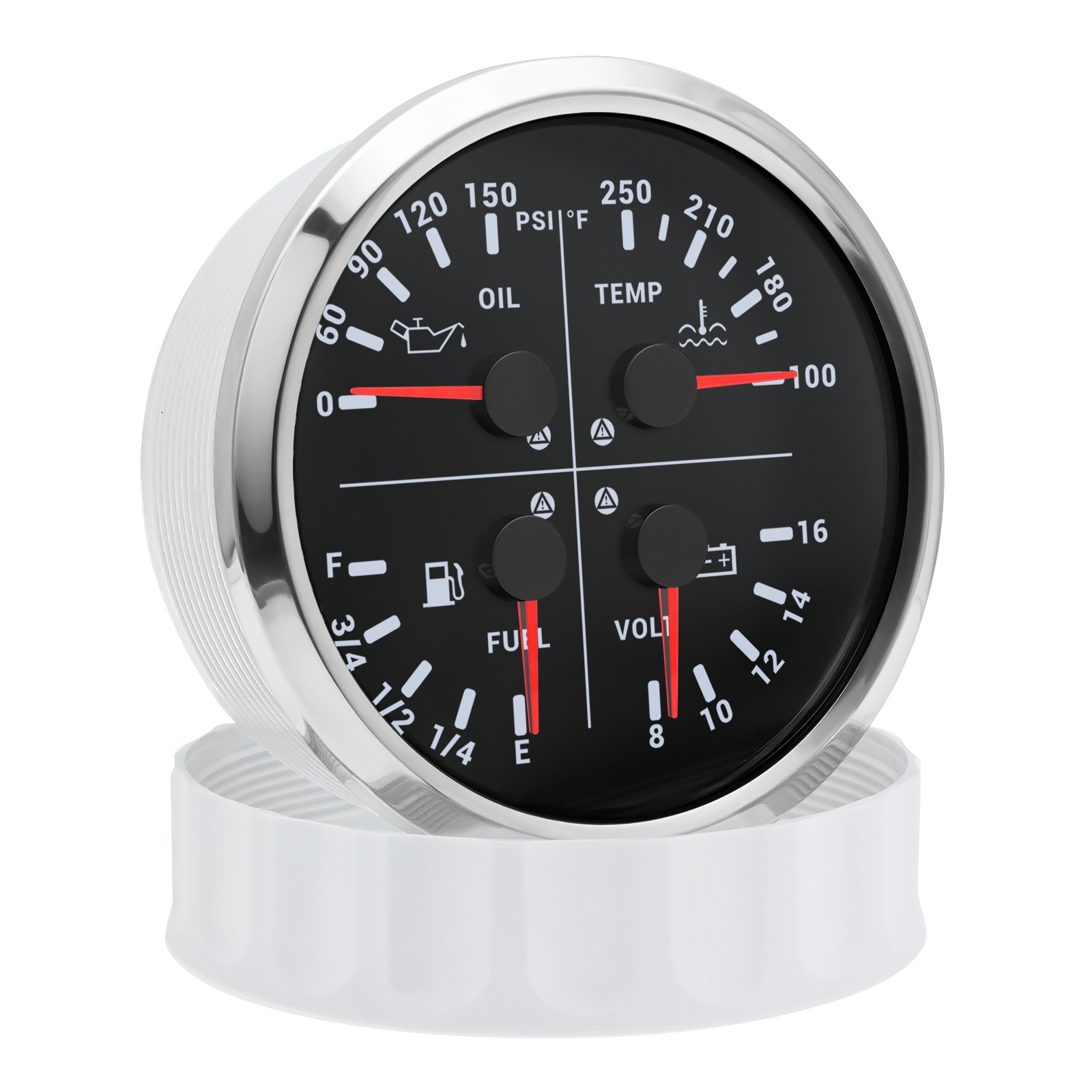 110mm 4 IN 1 Multifunction Gauge Fuel Level Oil Pressure Water Temp Volt US