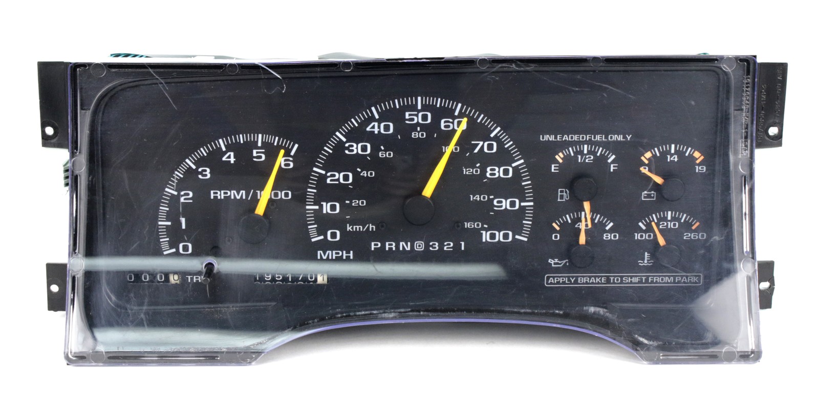 1995-00 Chevrolet Tahoe Speedometer Gauge Cluster Assembly Model Number 16221455