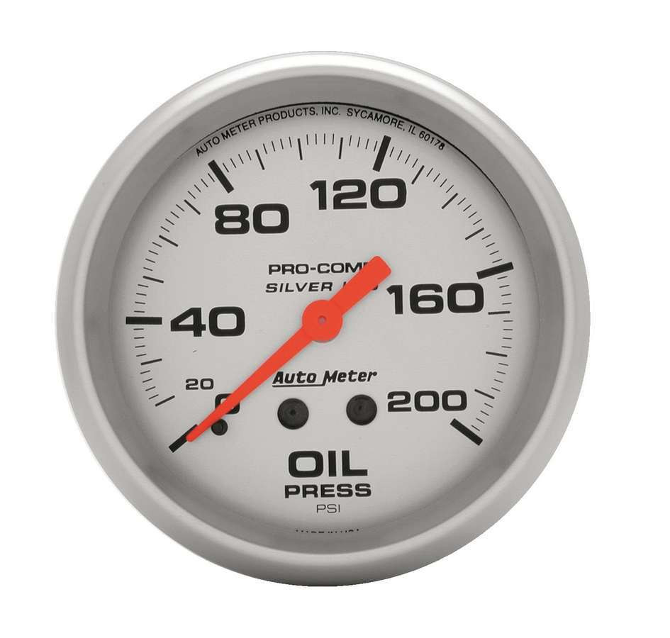 Pro Comp Fits 2-5/8in Silver Liq-Fill Oil 0-200 PSI