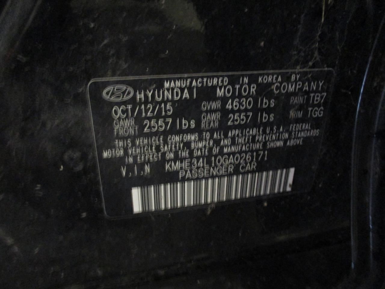 Hyundai SONATA 2016-2017 Speedometer VIN 1 8th Digit 94011E6201 0801