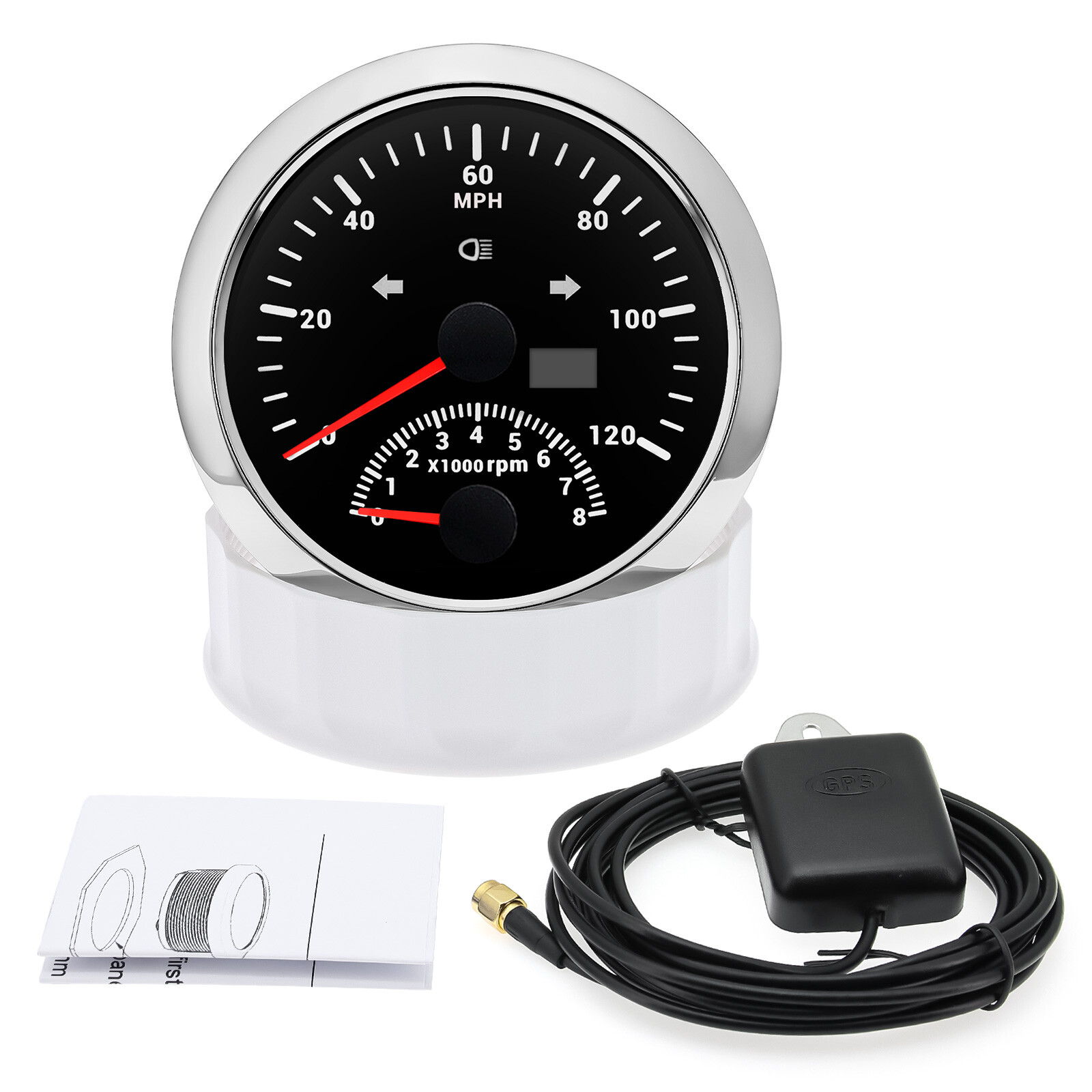 2 Gauge Set 85mm GPS Speedometer 120MPH W/Tacho&4 IN 1 Multifunction Gauge US