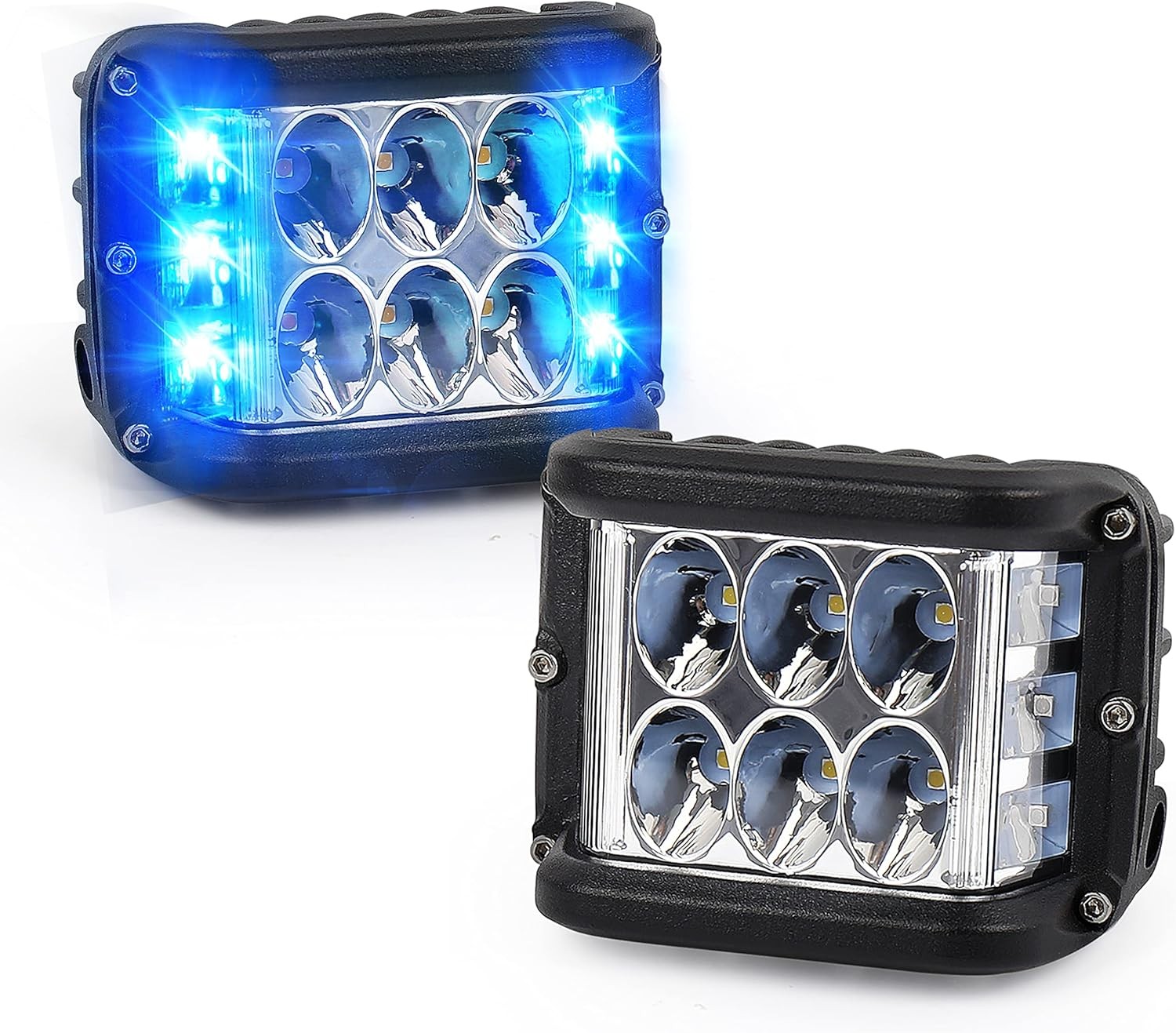Blue Side Shooter LED Pod Lights, 4 Inch Off Road Lights with Dual blue