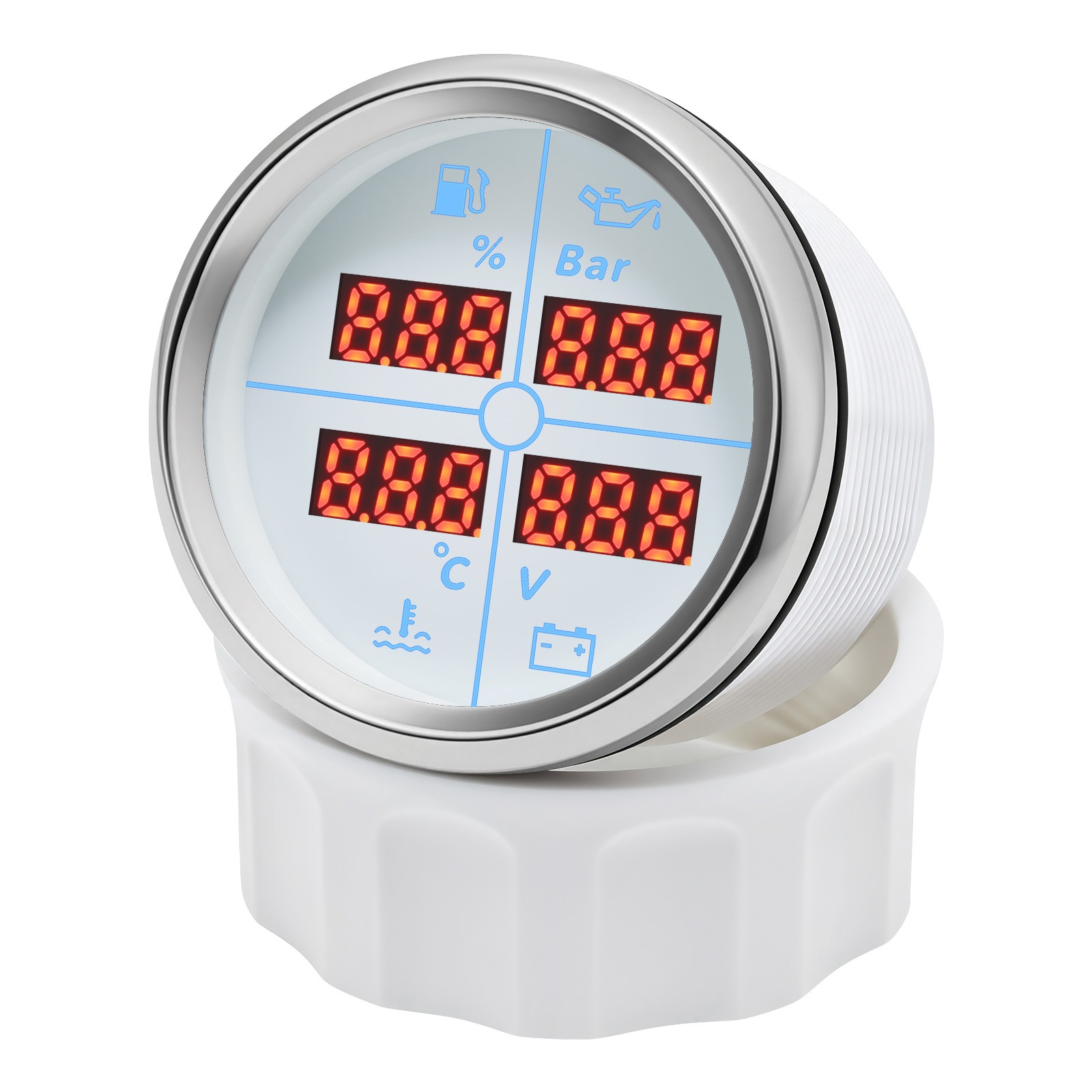 52mm 4in1 Gauge Car Fuel Level Gauge 240-33ohm Water Temp Oil Pressure Voltmeter