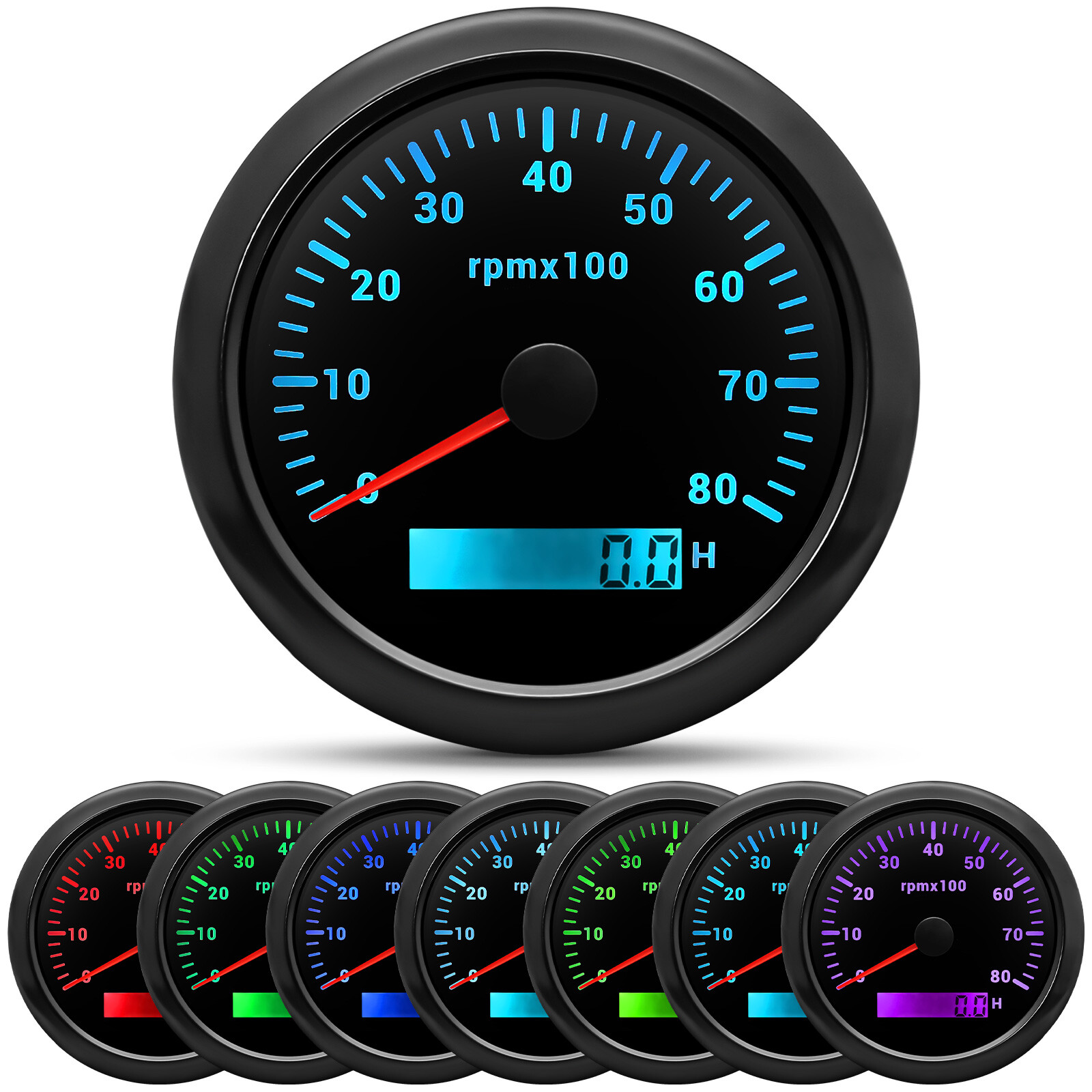 8 Gauge Set 85mm GPS Speedometer 160MPH Tacho 52mm Fuel/Volt/Oil/Temp/Trim/Clock