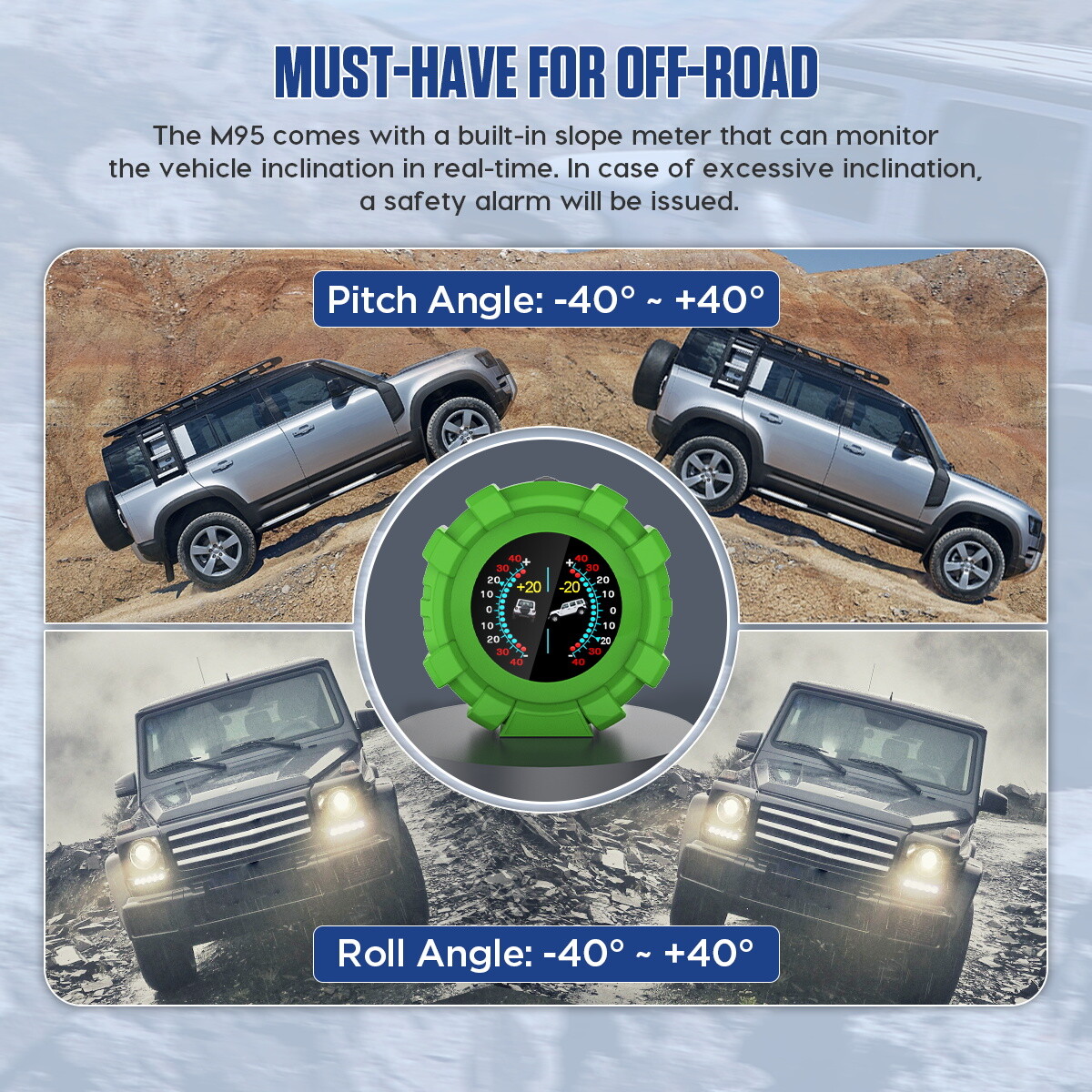 Car HUD Digital GPS Inclinometer Slopemeter Speedometer Compass Off-Road 4×4