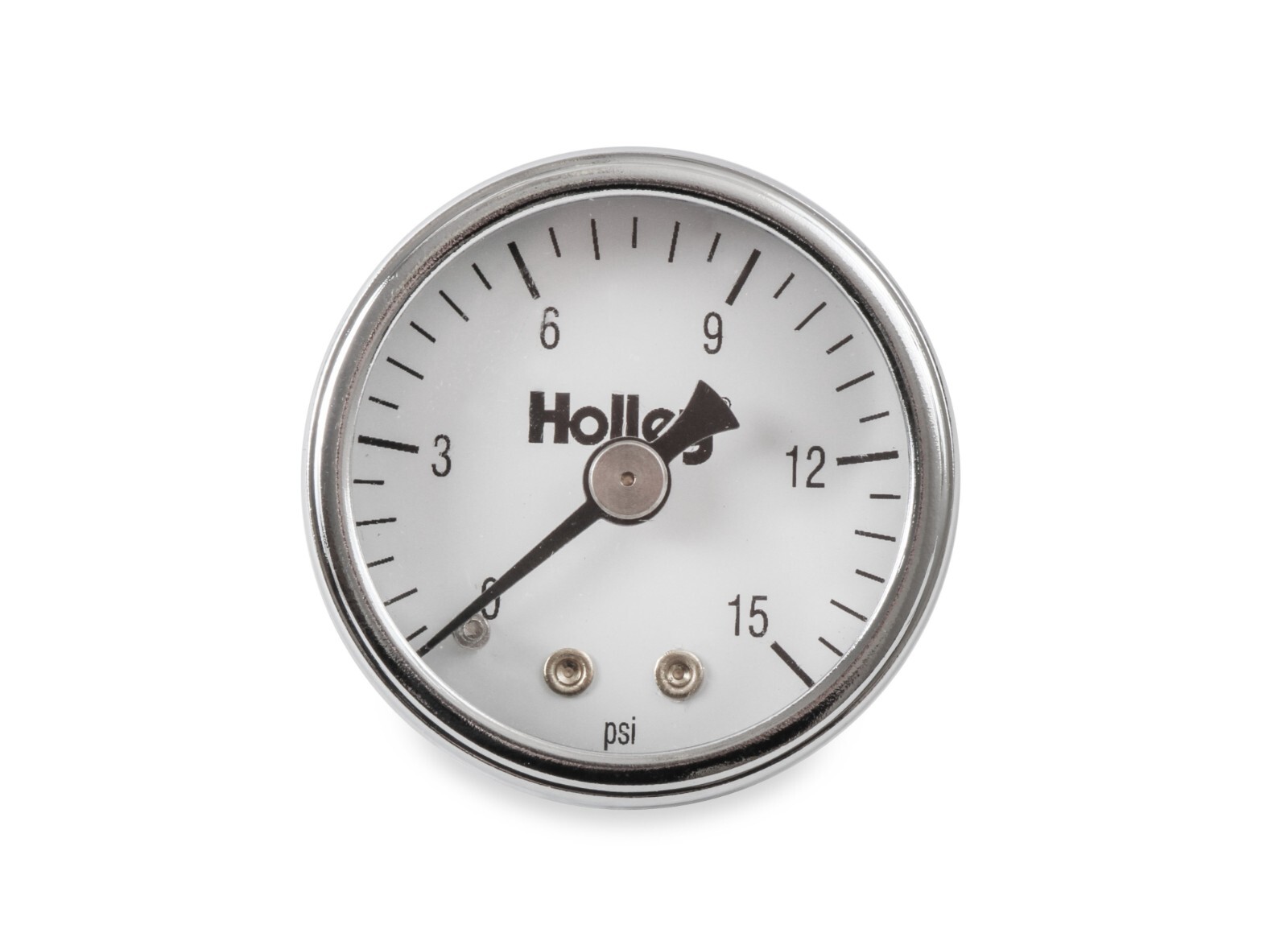 Holley Silver/White Background Analog Fuel Pressure Gauge Mechanical – 0-15 PSI