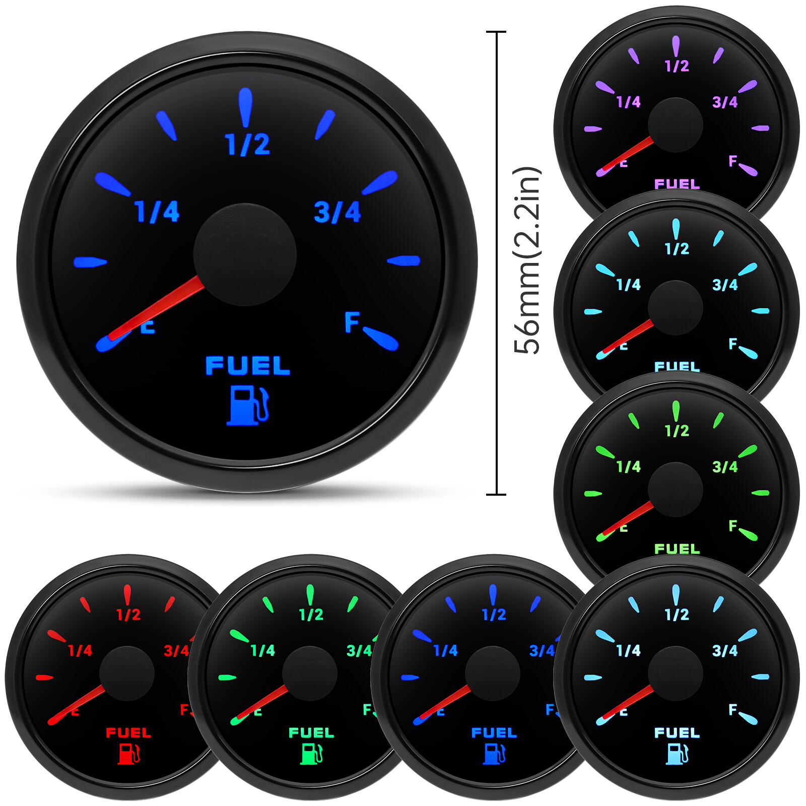 6 Gauge Set 85MM GPS Speedometer Tacho & 52mm Fuel Gauge Temp Oil Volt Car Boat