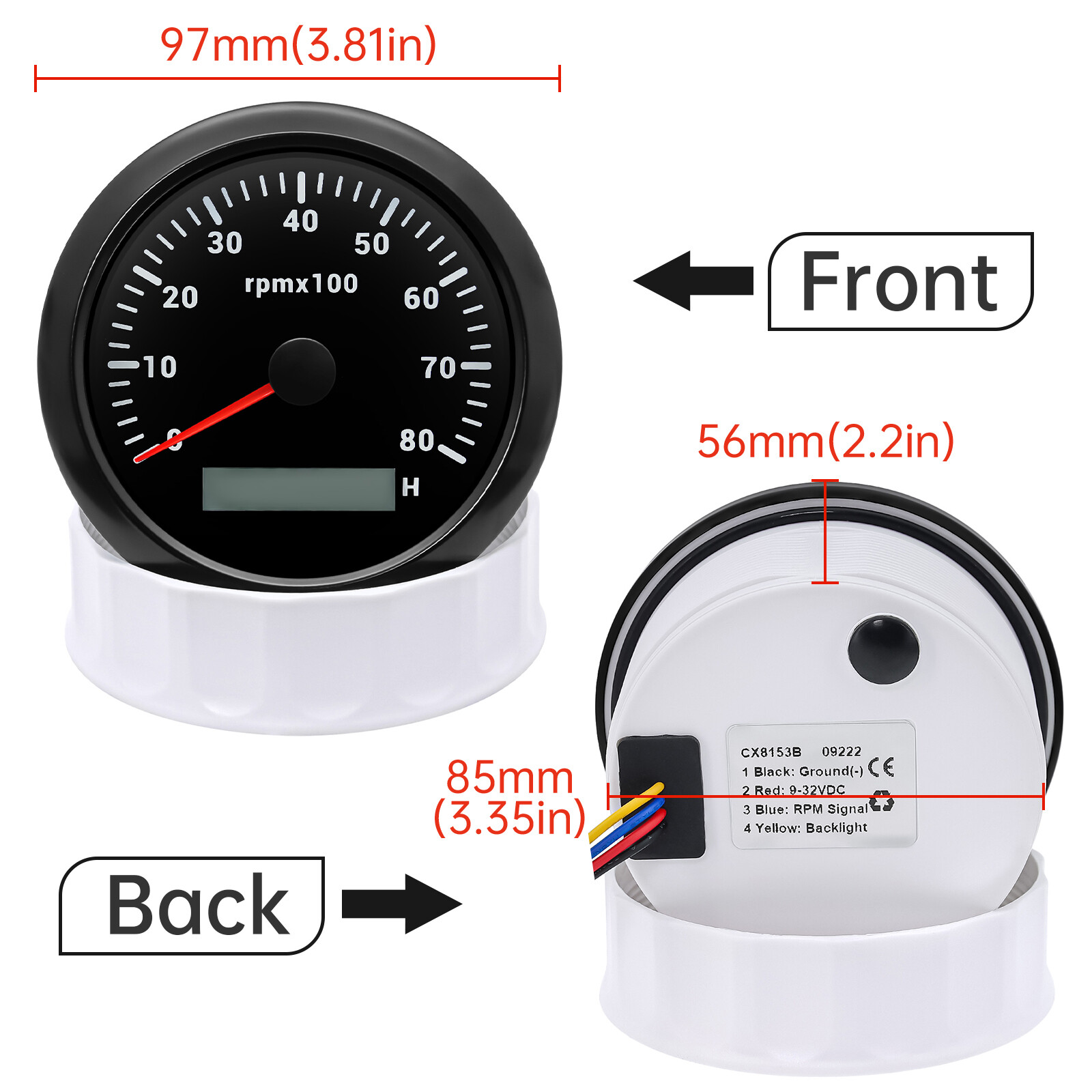 8 Gauge Set 85mm Black GPS Speedometer 160MPH Tacho 8000RPM Gauge Waterproof