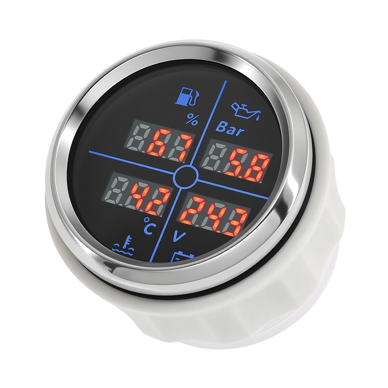 52MM 4 IN 1 Multifunction Gauge Fuel Level Oil Pressure Water Temp Volt Gauge