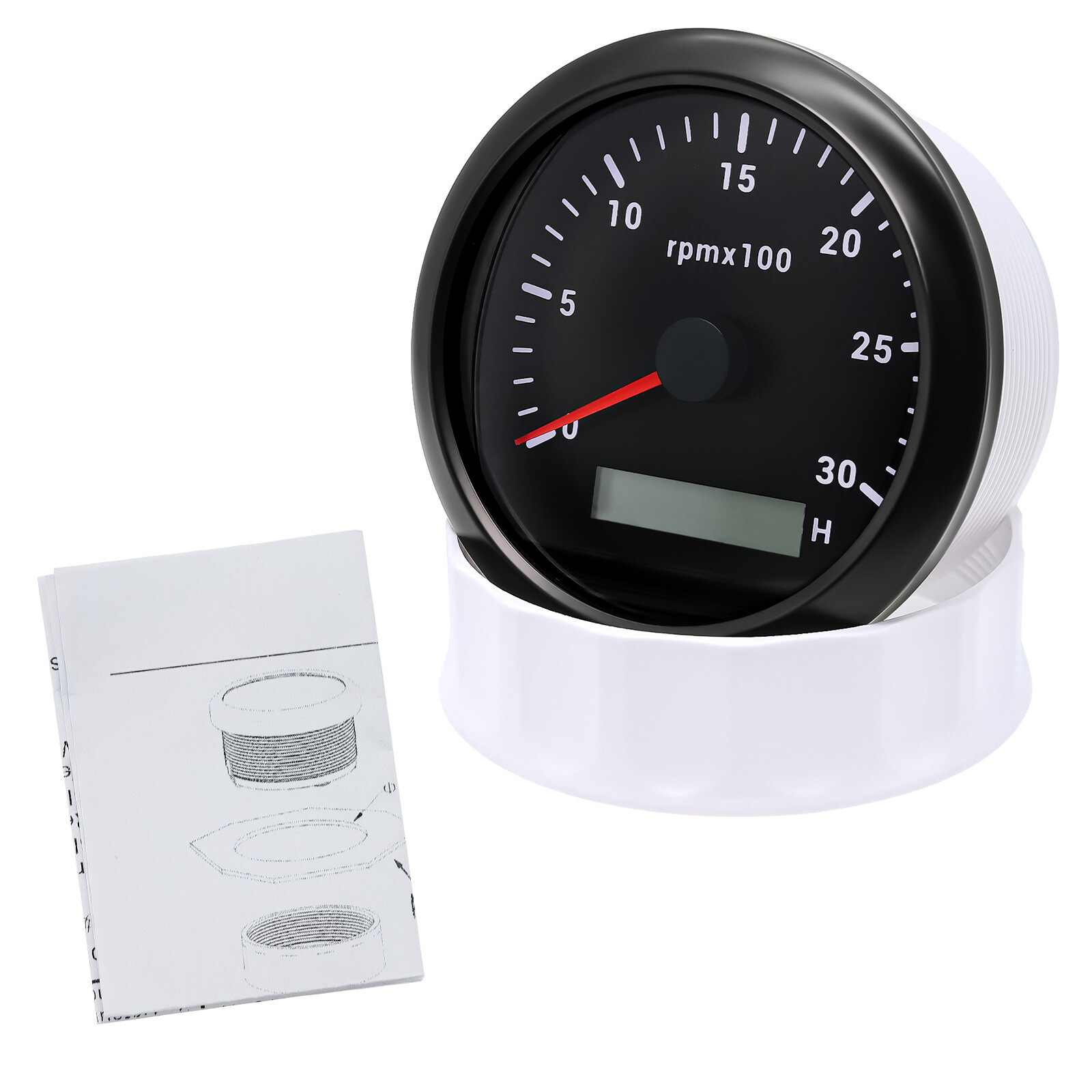 85mm Diesel Engine Tachometer 0-3000RPM Tacho Gauge With Tacho Adapter Sensor US