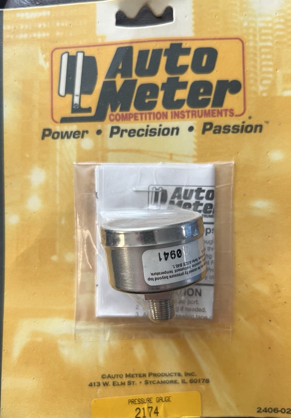 AutoMeter 2174 1-1/2″ PRESSURE, 0-100 PSI, MECHANICAL, BLACK