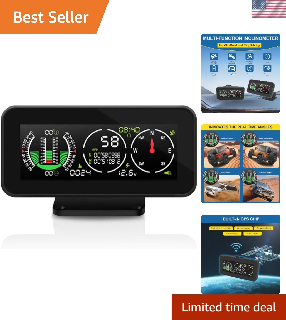 Off-Road Dashboard Monitor: GPS, Tilt Gauge & Fatigue Alerts – Upgrade Your Ride