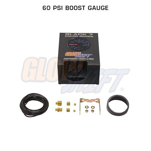 GlowShift 52mm Black 7 Color 60PSI Diesel Boost + 1500F EGT Pyrometer Gauge Set