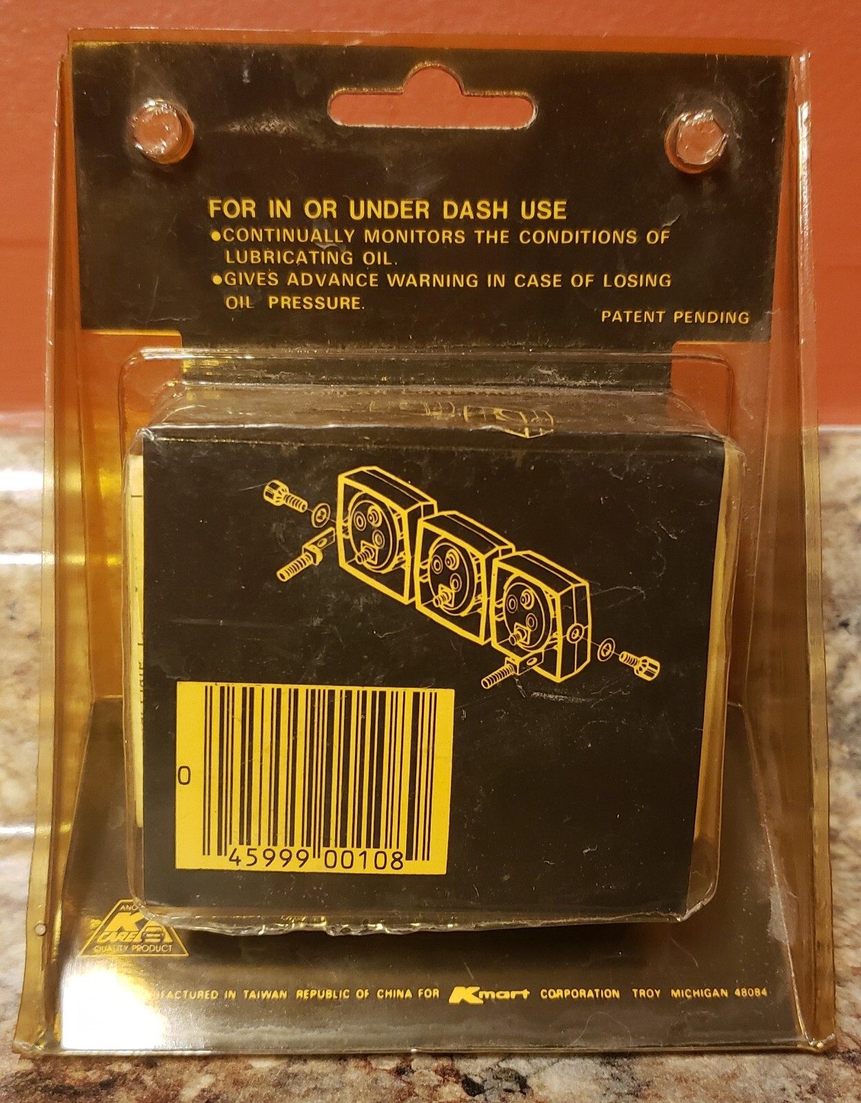 Vintage Illuminated Swivel Oil Pressure Gauge, Mounting Hardware Modular for 12V