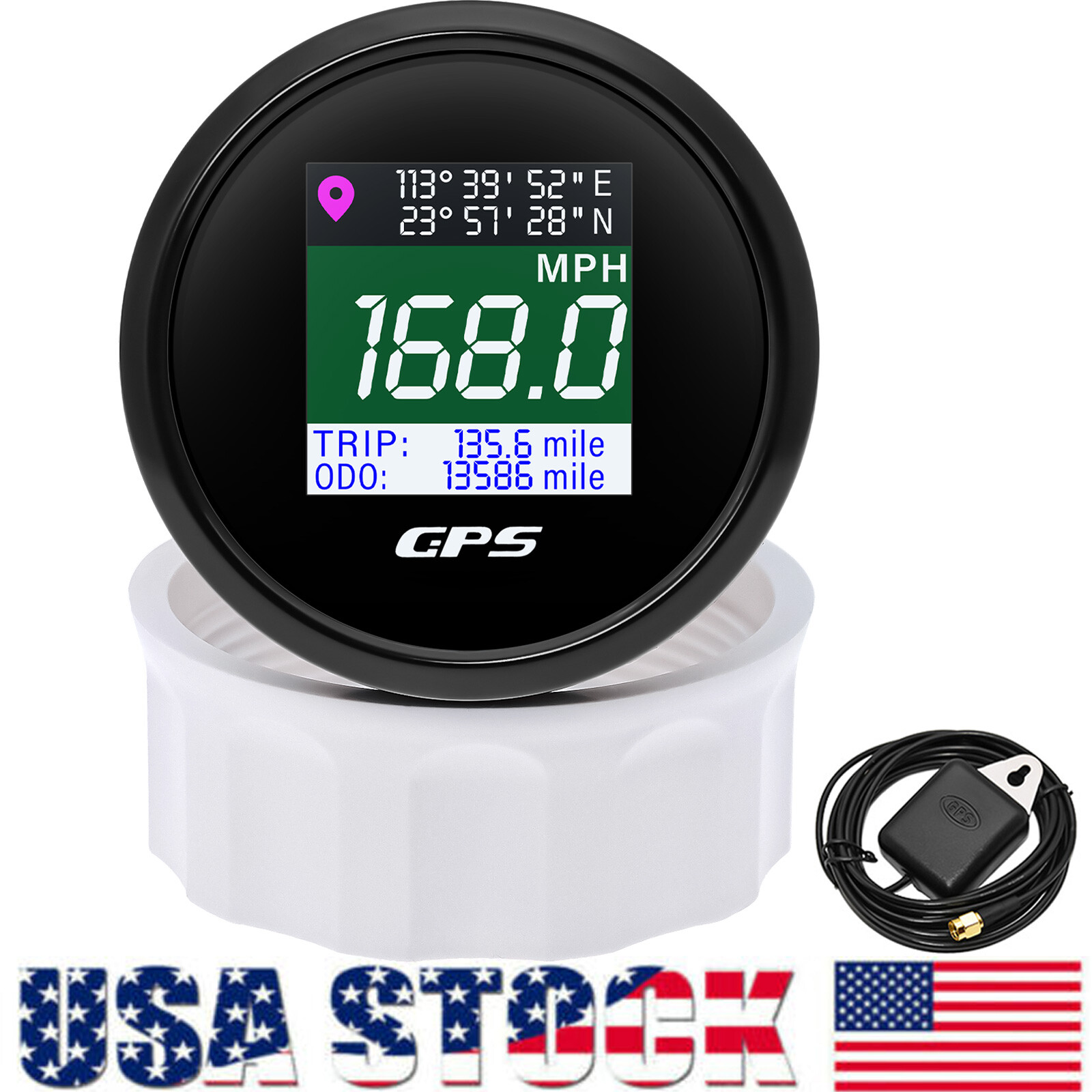2″ 52MM Black GPS Speedometer Odometer Gauge for Motorcycles Boat Car Truck US