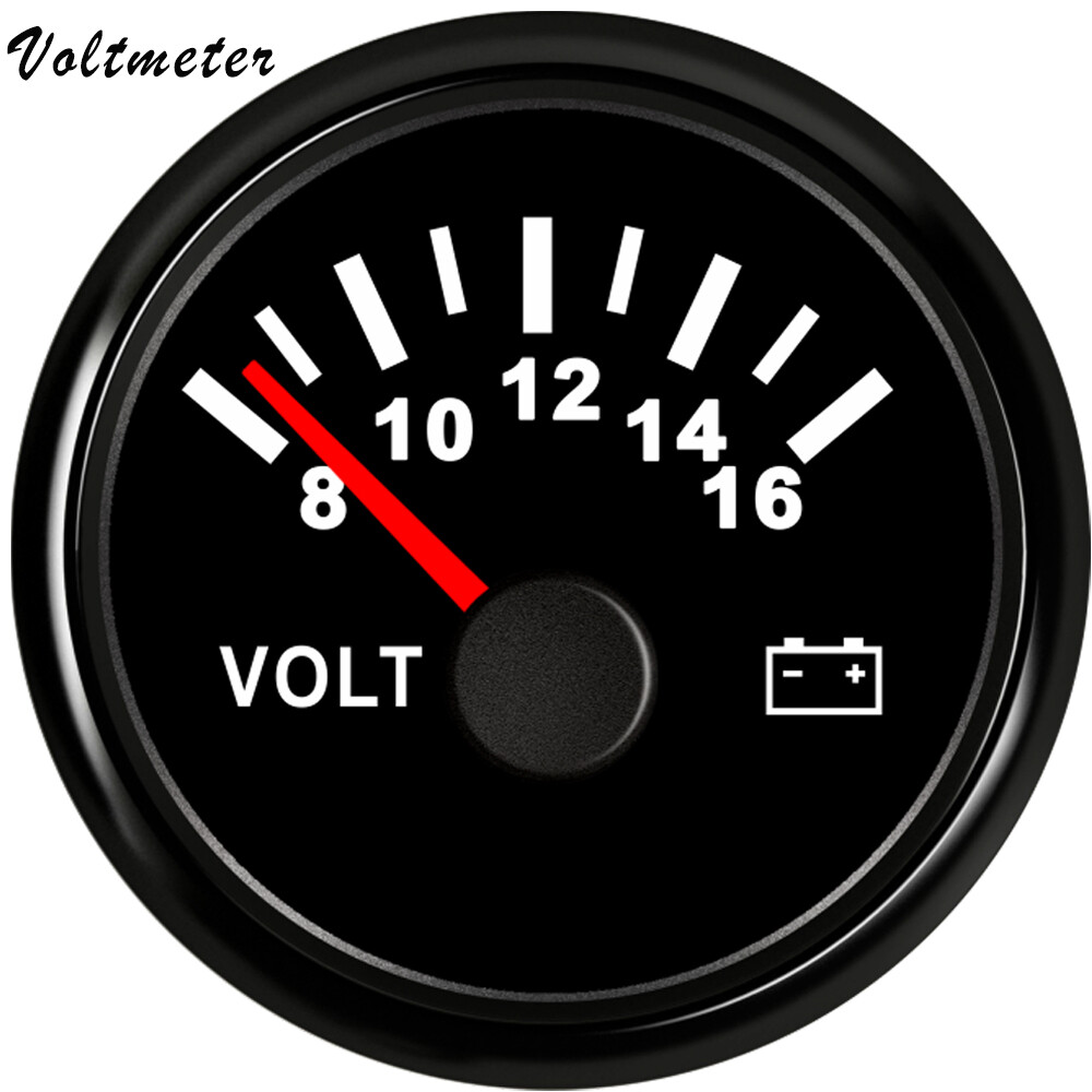 52MM/2″ Black Volt Gauge 8-16V For Car Truck Marine Motorcycle Red LED USA STOCK