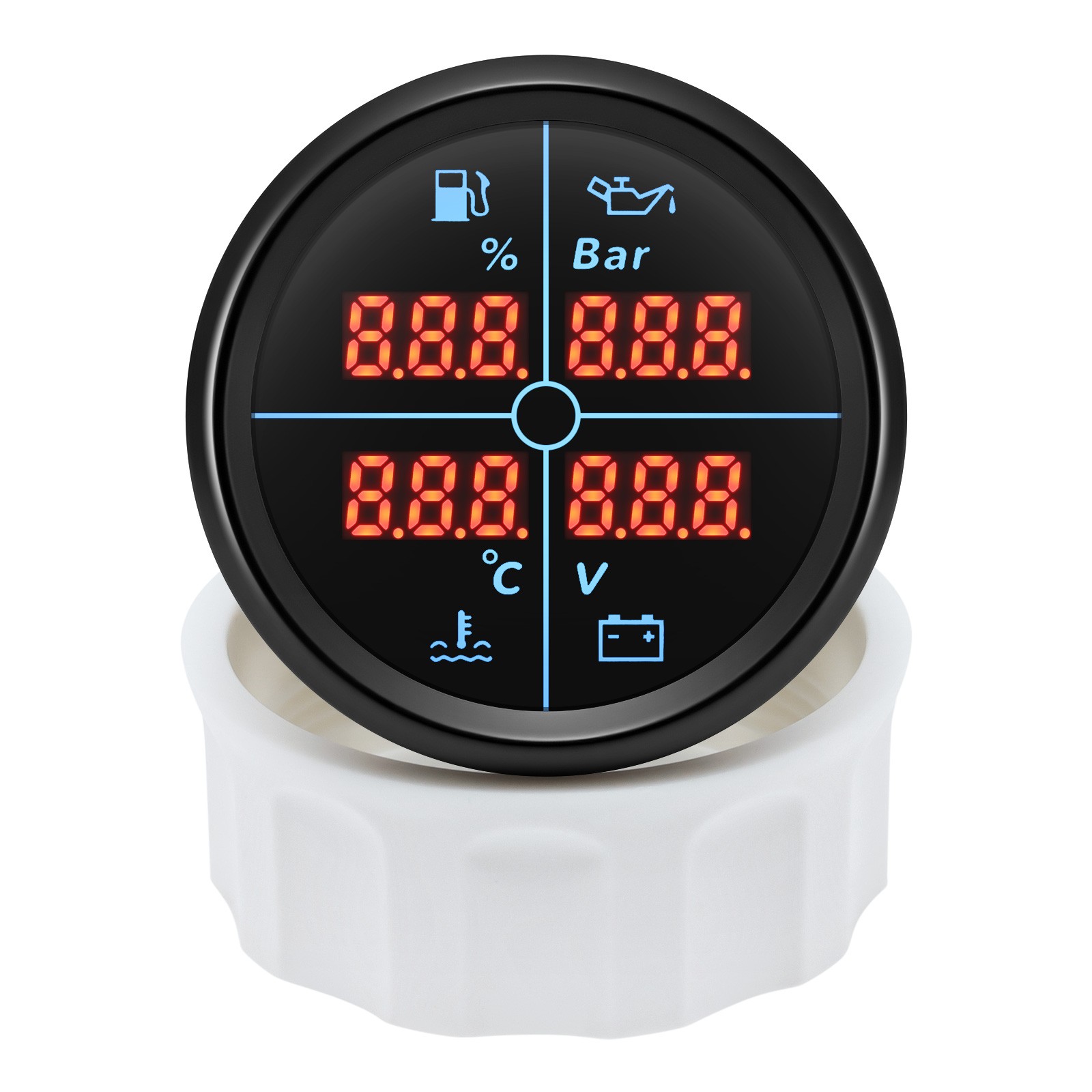 52mm 4 IN 1 Multifunction Gauge Fuel Oil Pressure Water Temp Volt With Sensor