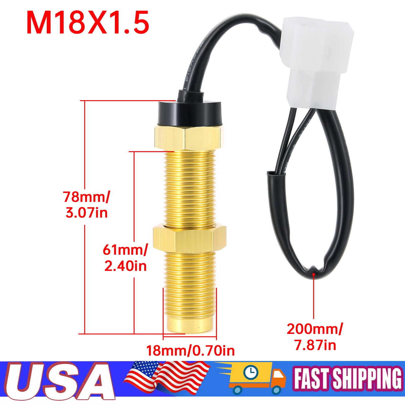 M18*1.5 Magnetoelectric Tachometer Sender Pulse Signal Sensor Gas/Diesel Engine