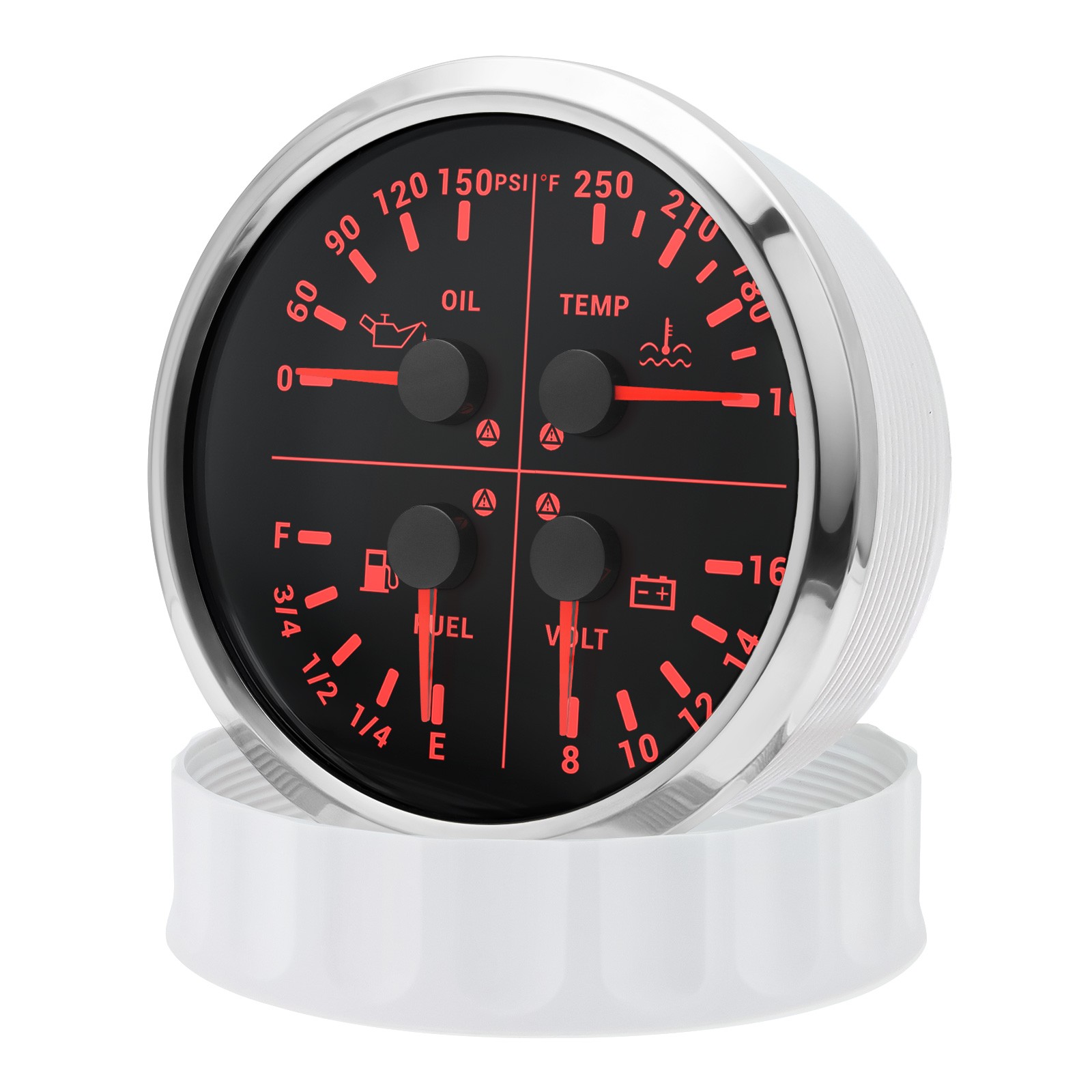 110mm 4 IN 1 Multifunction Gauge Fuel Level Oil Pressure Water Temp Volt US