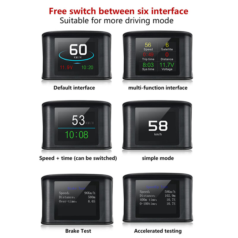 Head Up Display Car HUD GPS Speed Unit Switch Manual Adjustment T600