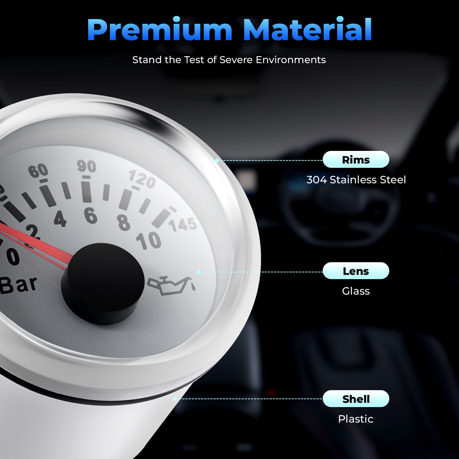 Universal 6 Gauge Kit GPS Speedometer Fit Car Marine Boat Truck Yacht Waterproof