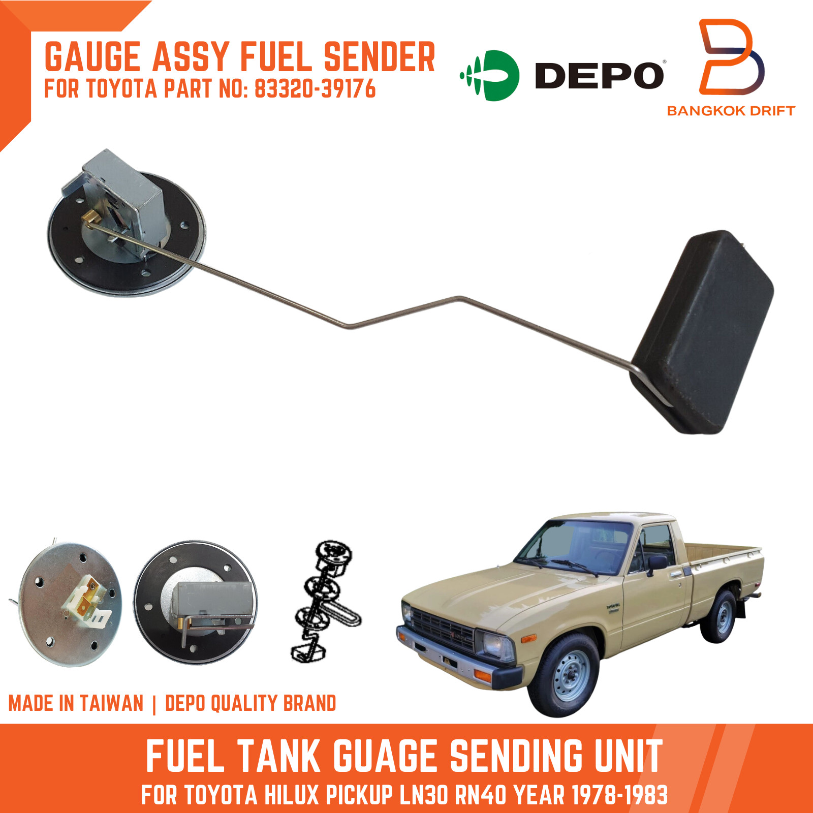 DEPO Fuel Gauge Sending Unit for Toyota Pickup Truck RN30 RN40 78-83 Tank Sender
