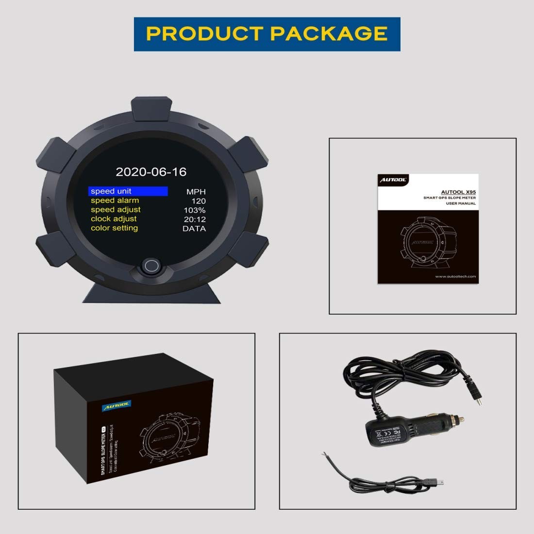 AUTOOL X95 GPS Speedometer & Inclinometer – Multi-Function HUD for Off-Road