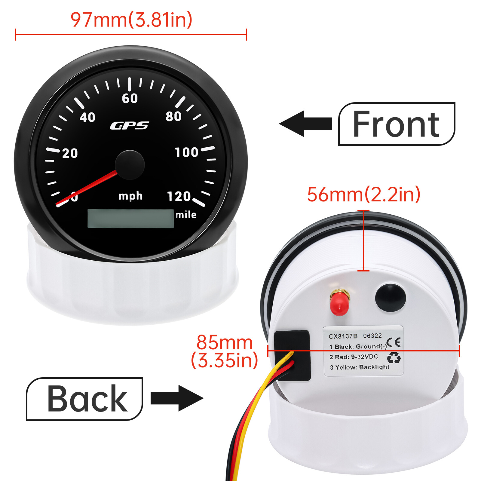 8 Gauge Set 85mm Black GPS Speedometer 120MPH&Tacho 8000RPM Gauge For Boat Car