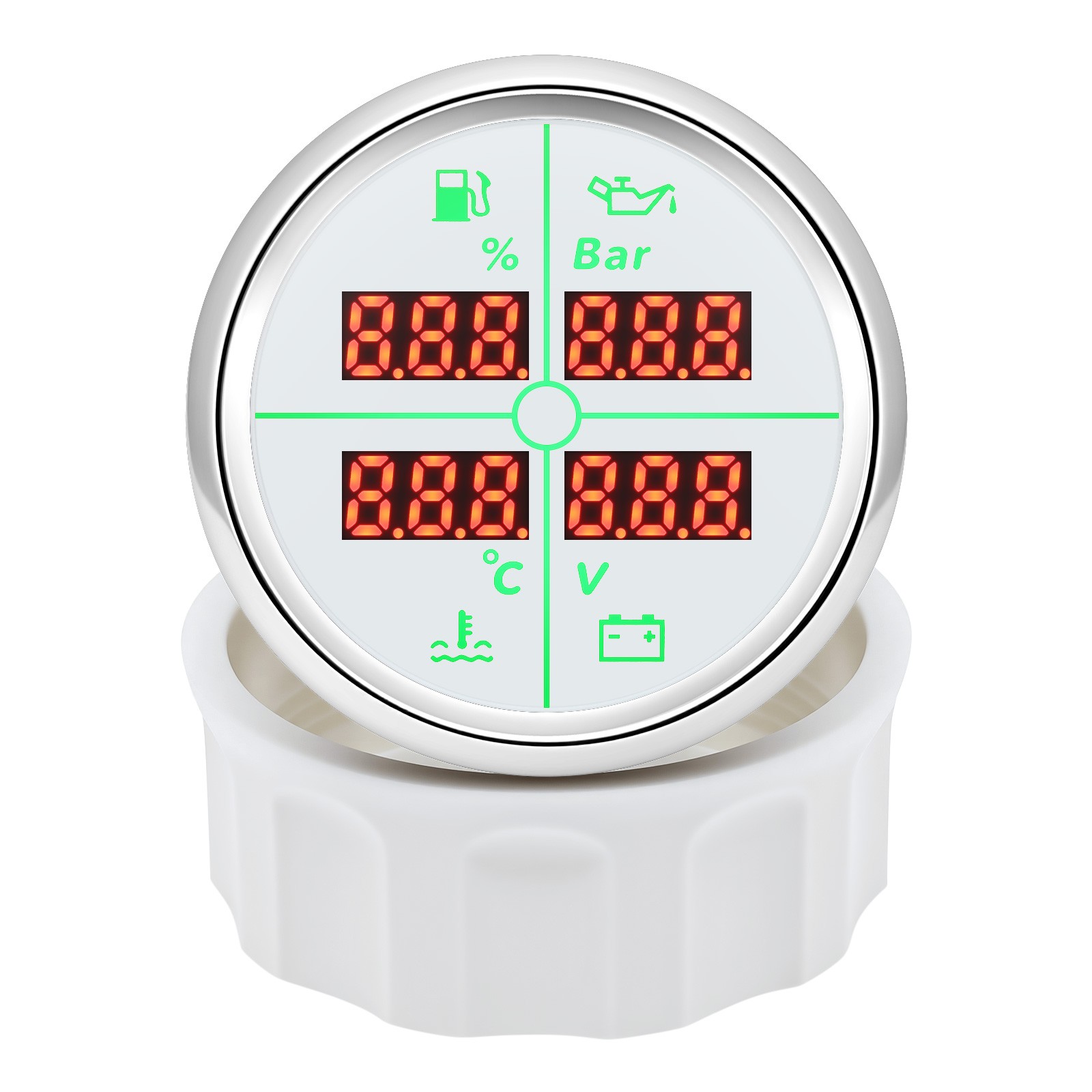 52mm 4in1 Gauge Car Fuel Level Gauge 240-33ohm Water Temp Oil Pressure Voltmeter