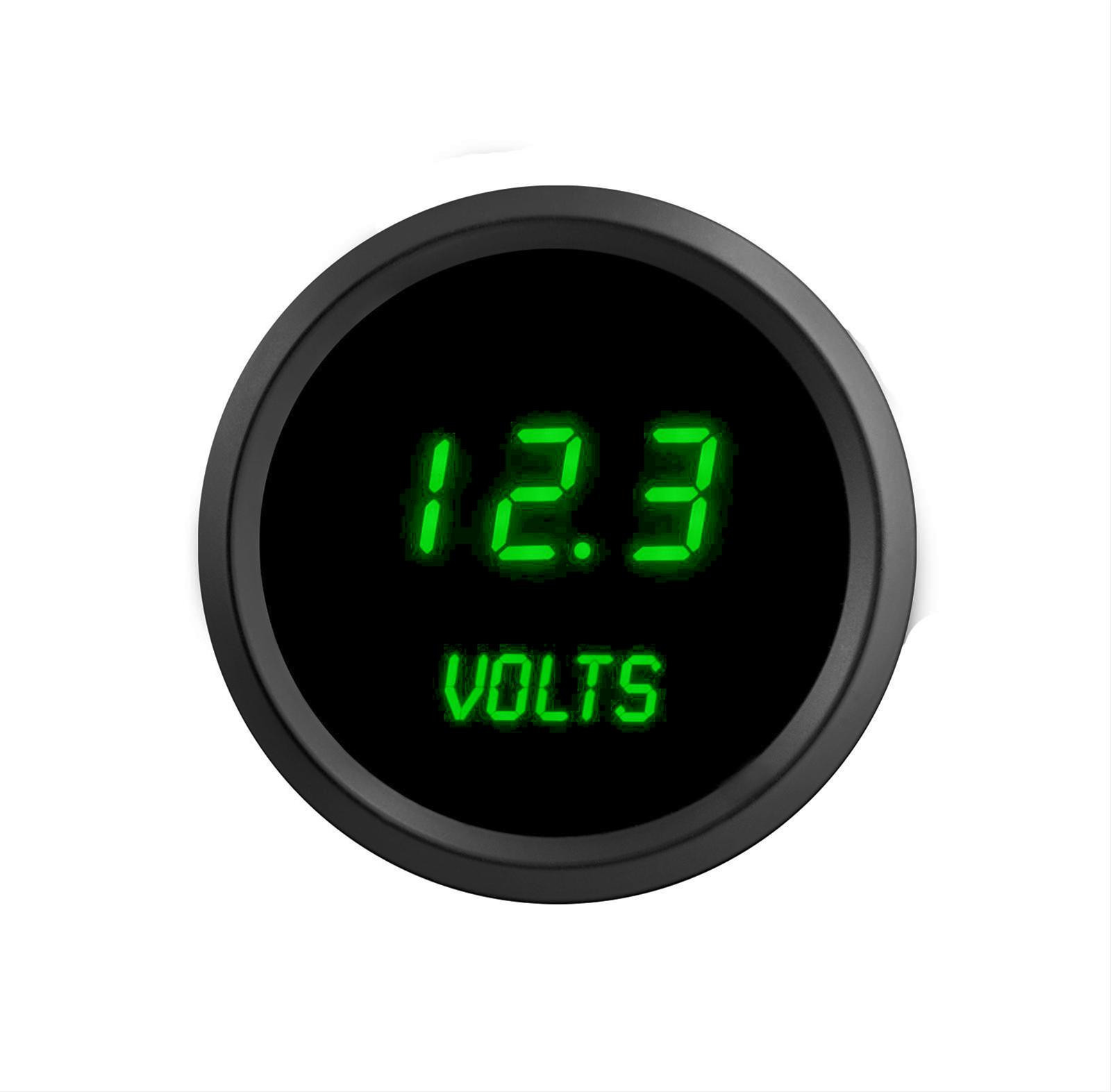 2 1/16″ Digital Volt Meter Gauge Green LEDs Black Bezel Made In The USA 52mm