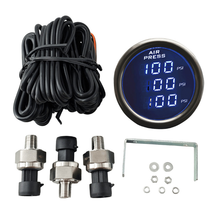 Triple Display Air Pressure Guage Kit for 12V/24V Car Boat With 3PCS Sensors