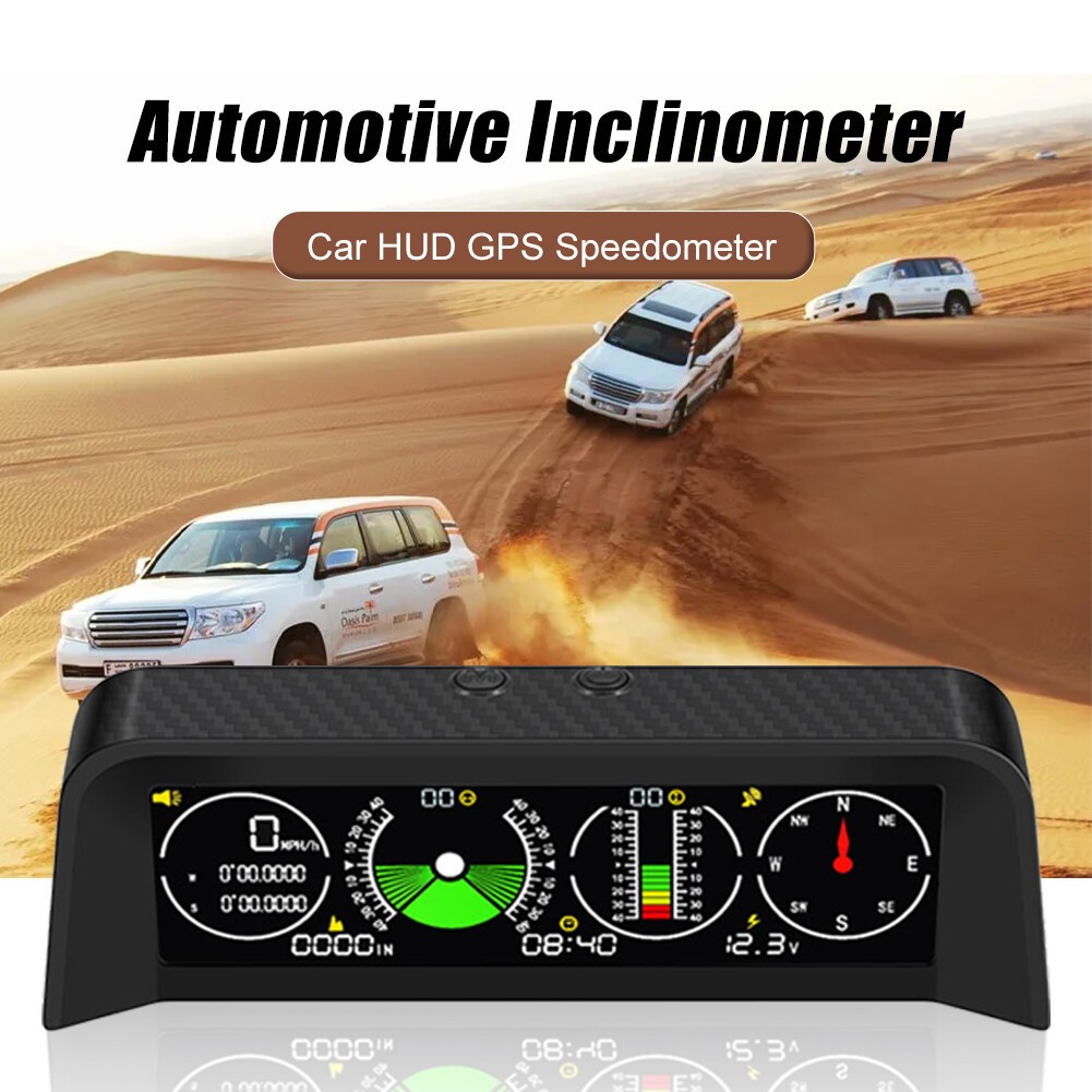 Car Off Road Digital GPS Inclinometer Compass Slope Meter Gauge HUD Speedometer