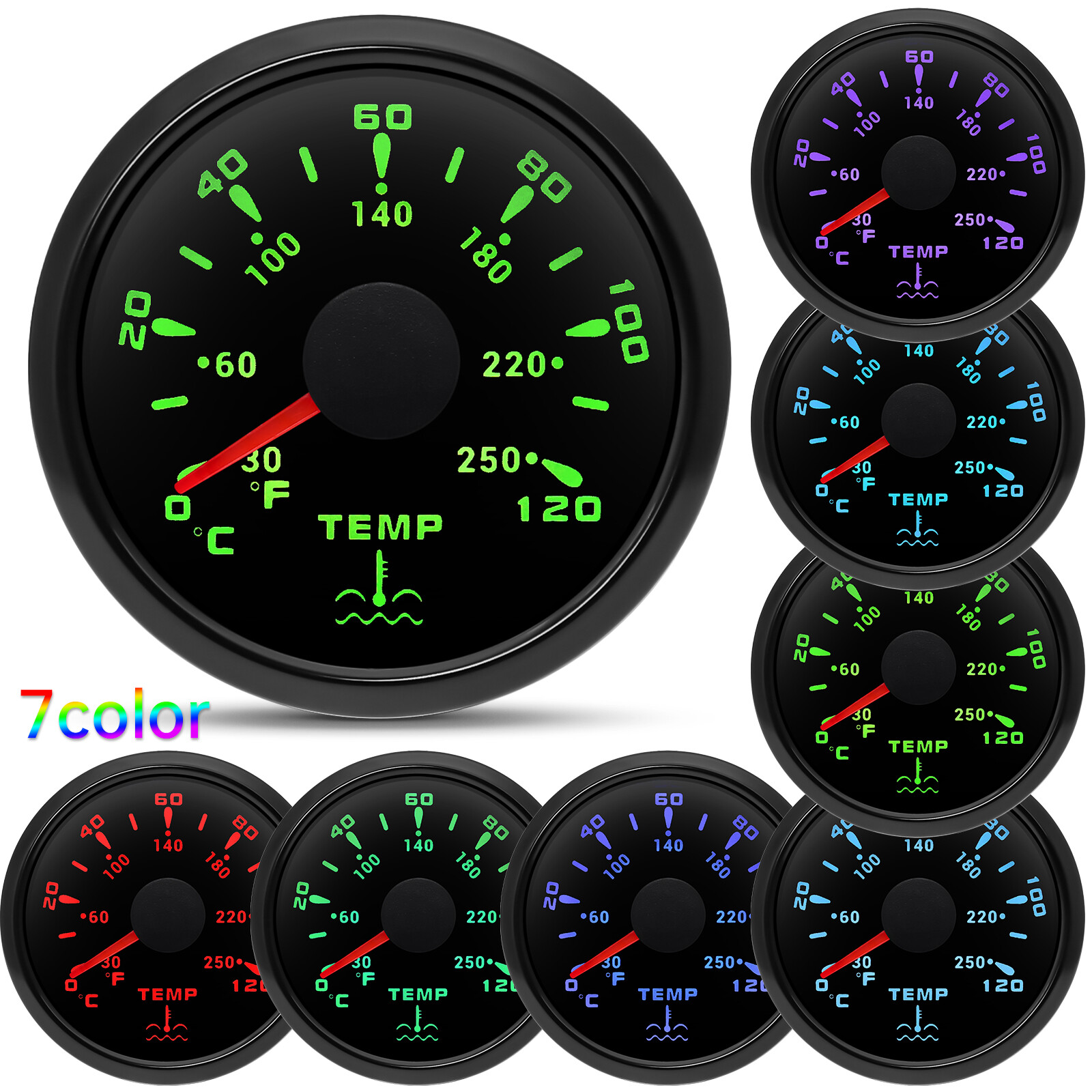 6 Gauge Set 85MM GPS Speedometer Tacho & 52mm Fuel Gauge Temp Oil Volt Car Boat